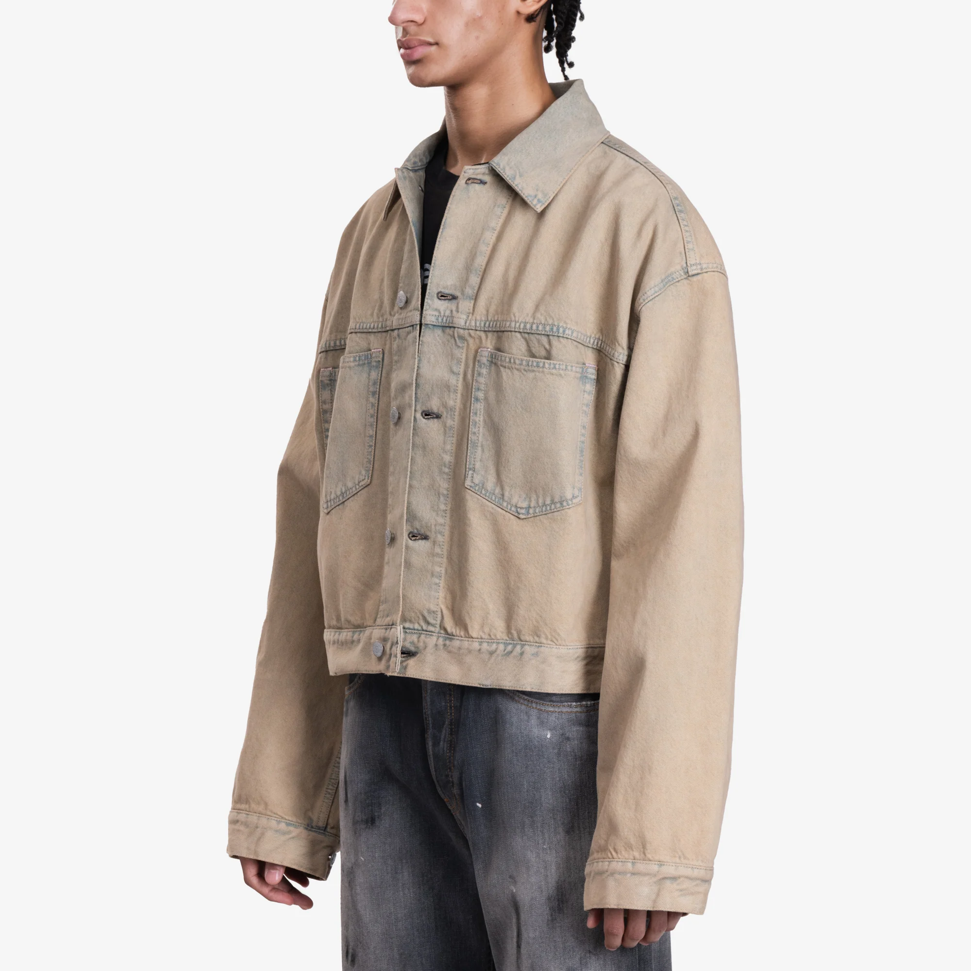 Oversized Cropped Denim Jacket - Image 3