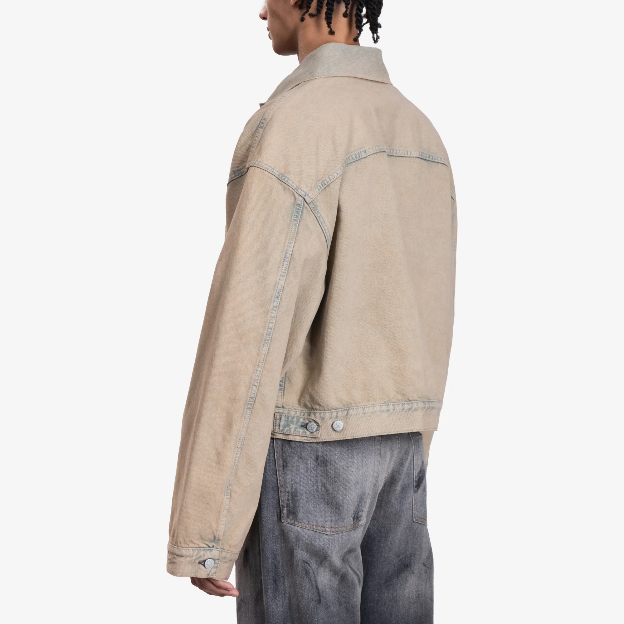 Oversized Cropped Denim Jacket - Image 4