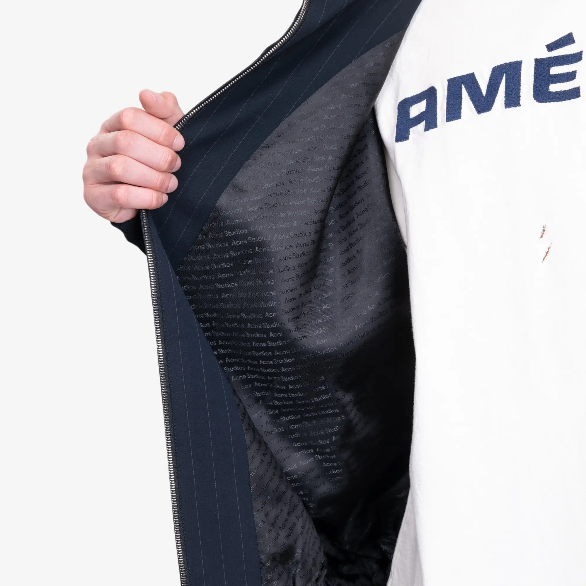 Zipper Pinstripe Jacket - Image 7