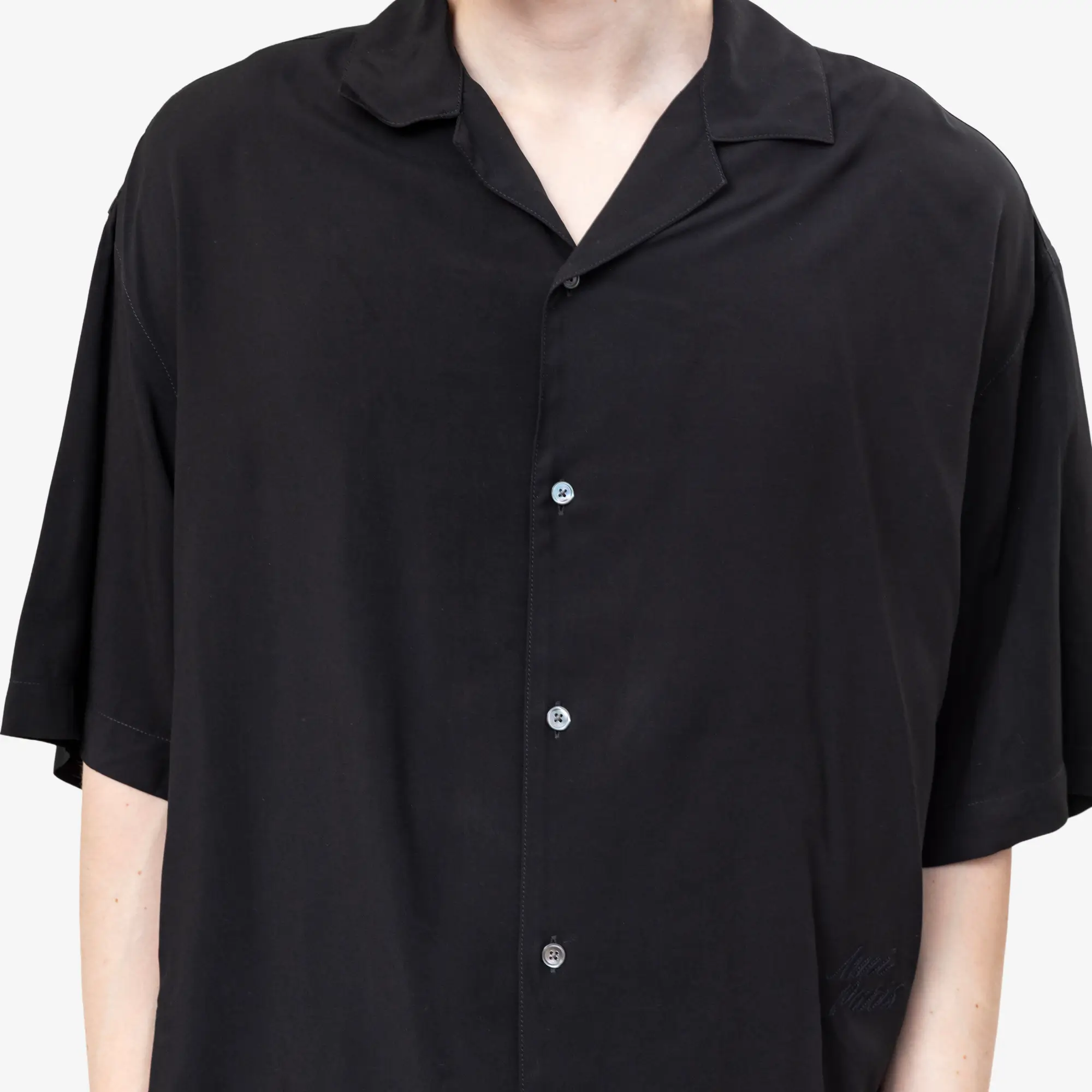 Embroidered Ami Paris Boxy Camp Collar Shirt - Image 5