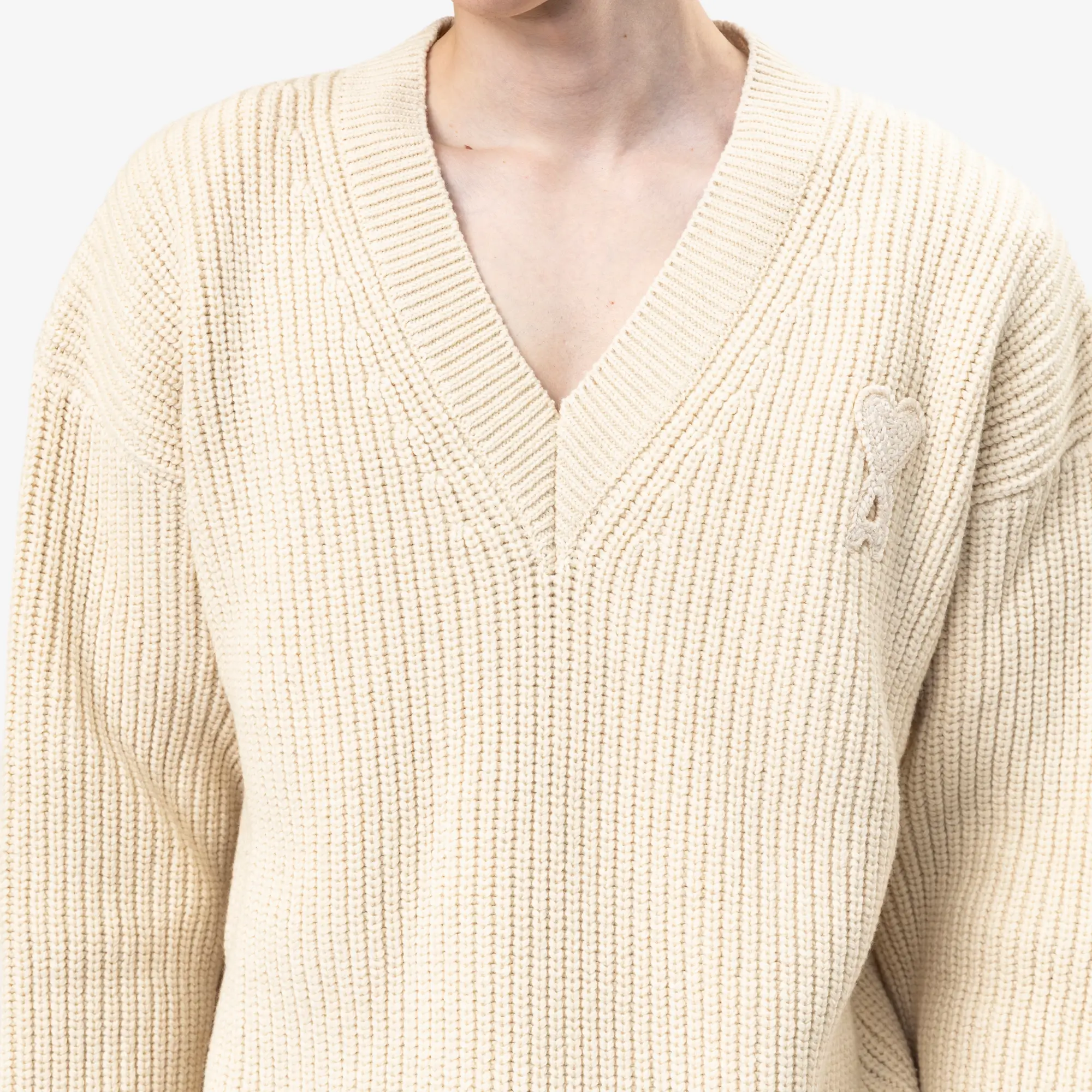 Knitted ADC Ami de Coeur Patch V-Neck Sweater - Image 4