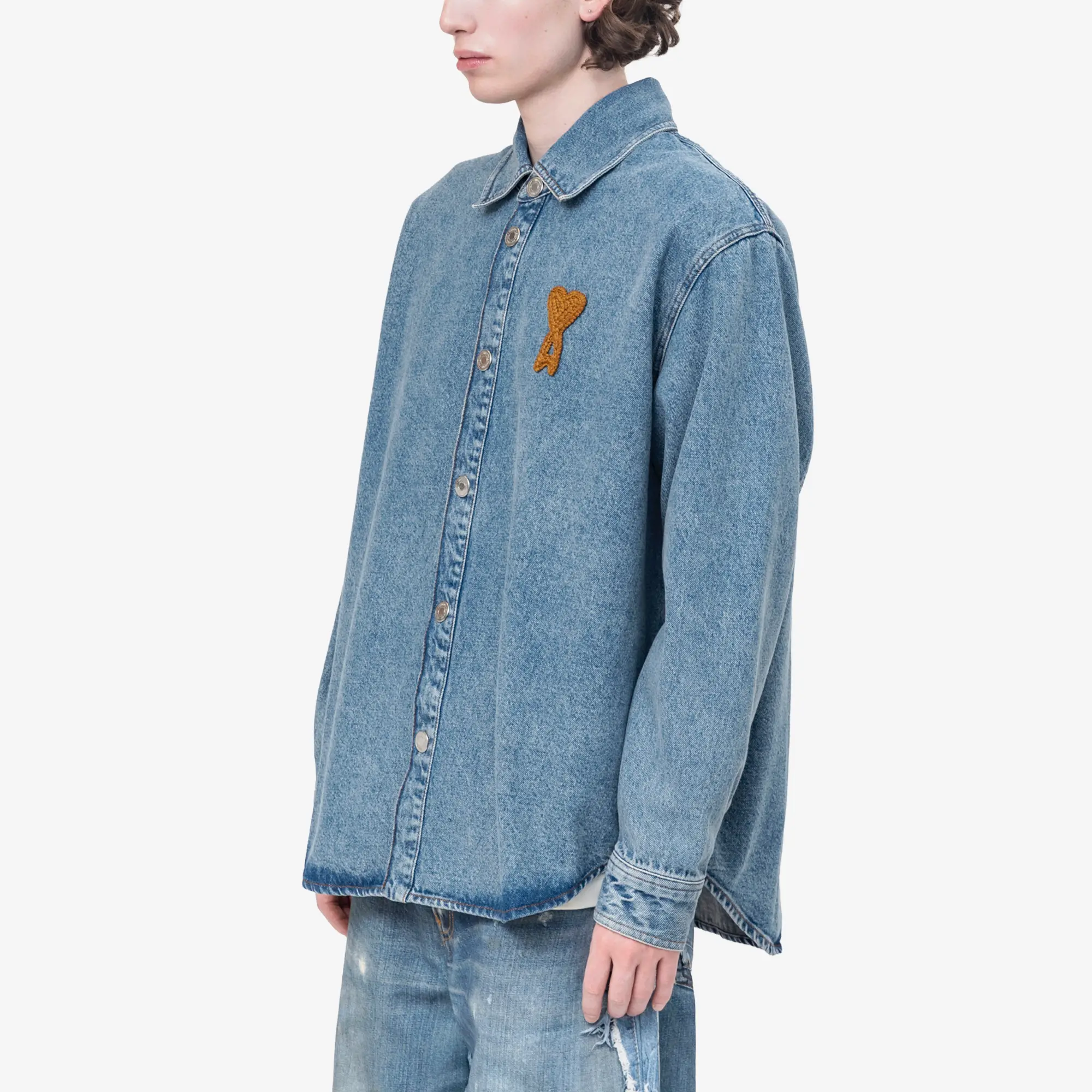 Knitted ADC Patch Denim Overshirt - Image 3