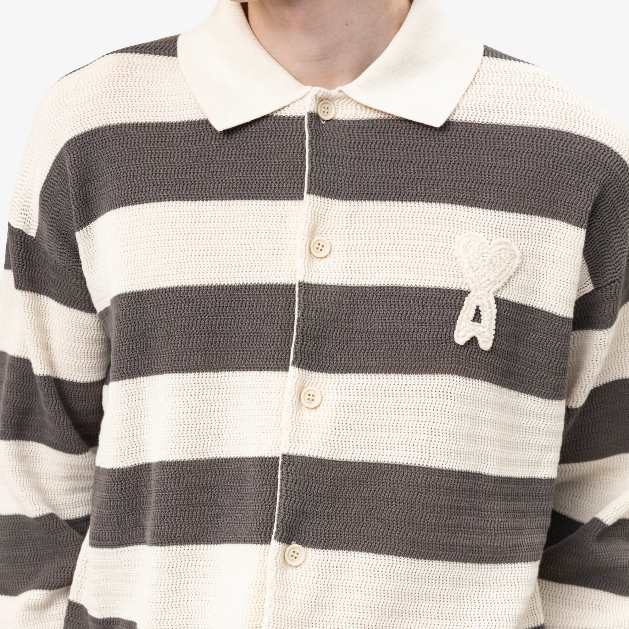 Knitted ADC Patch Shirt Collar Cardigan - Image 5