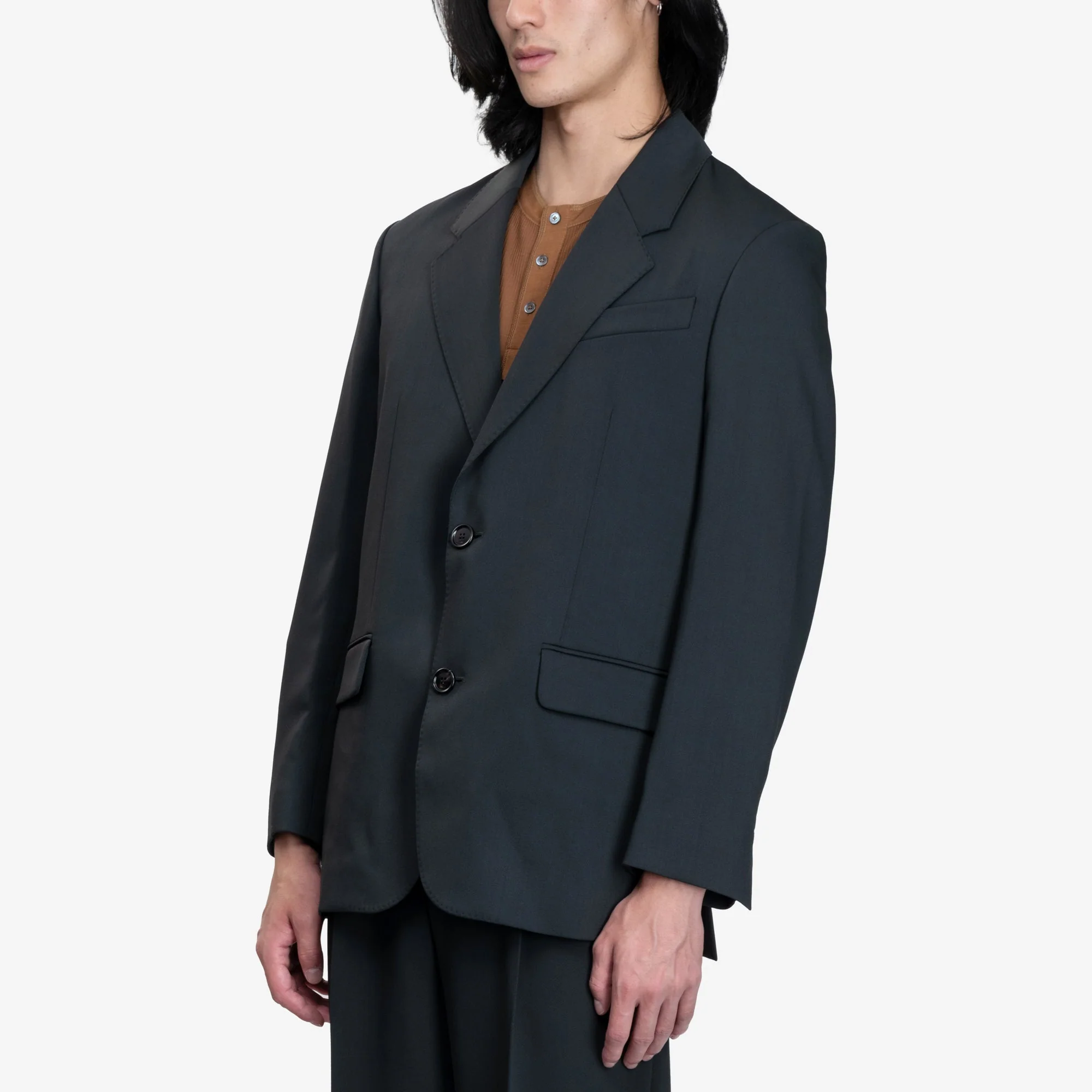 Loose Single Breasted Wool Jacket - Image 3