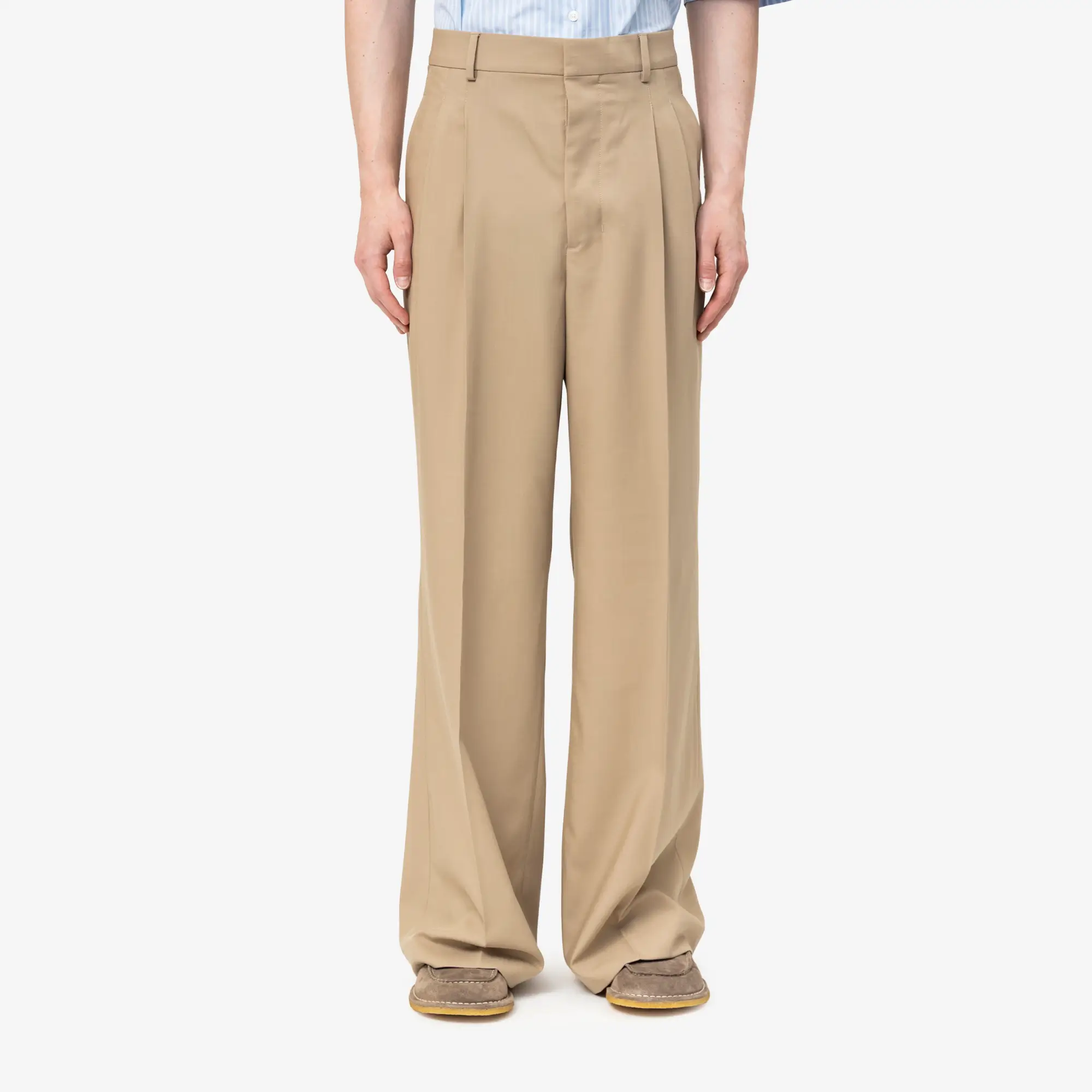 Pleated Low Waist Wide Trousers