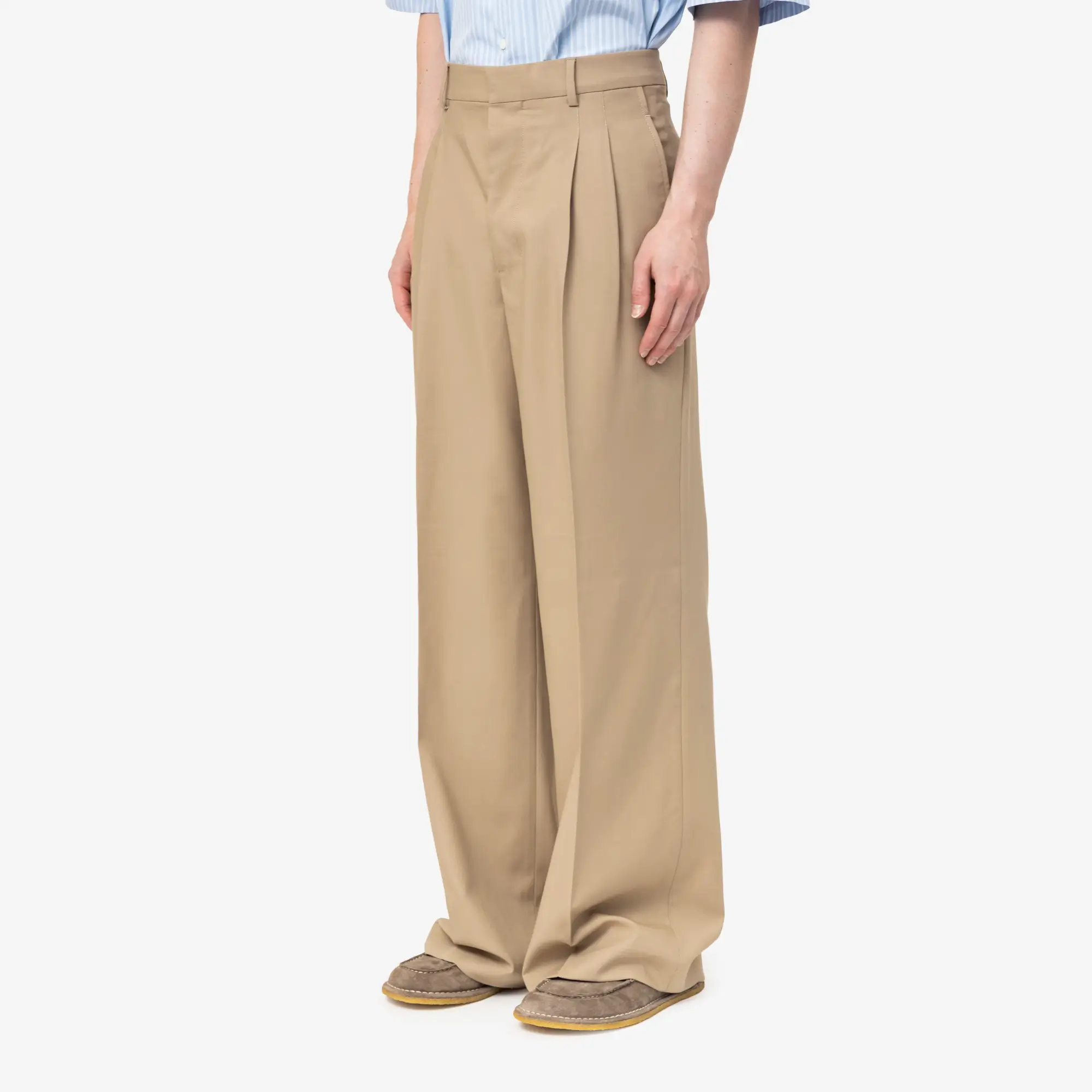 Pleated Low Waist Wide Trousers - Image 3