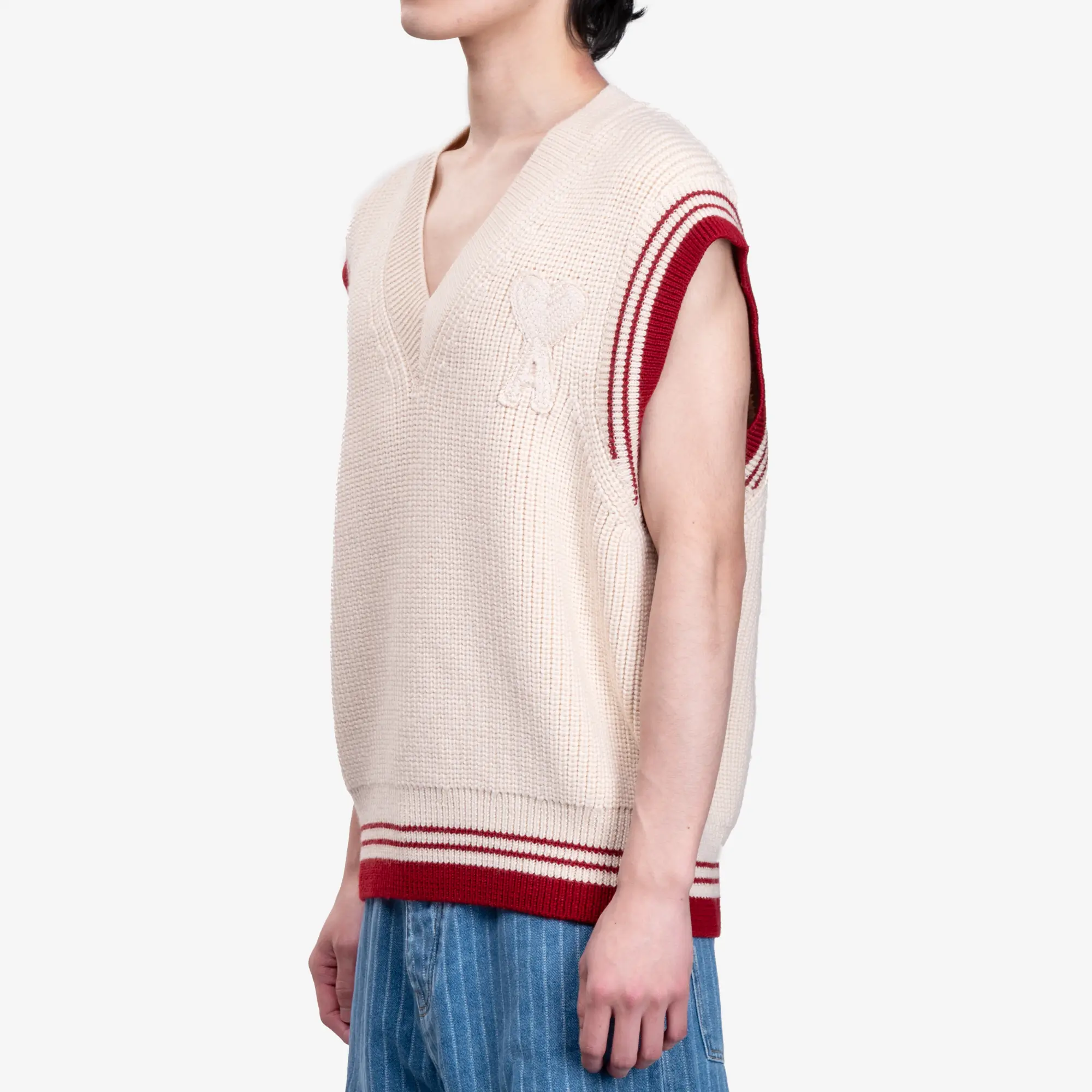 Ribbed Sleeveless V-Neck Sweater - Image 3
