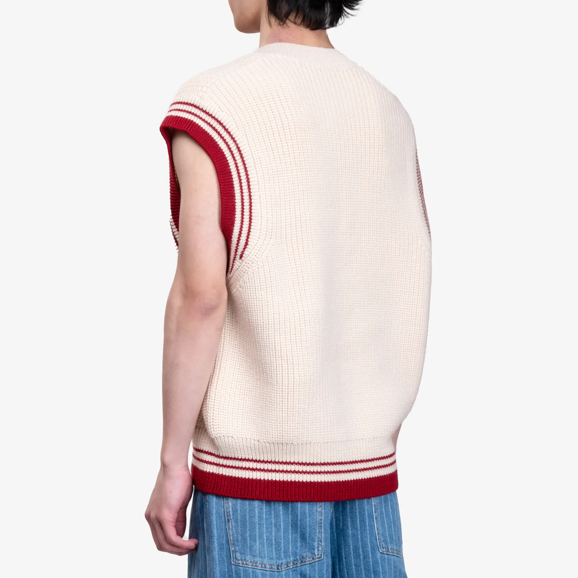 Ribbed Sleeveless V-Neck Sweater - Image 4