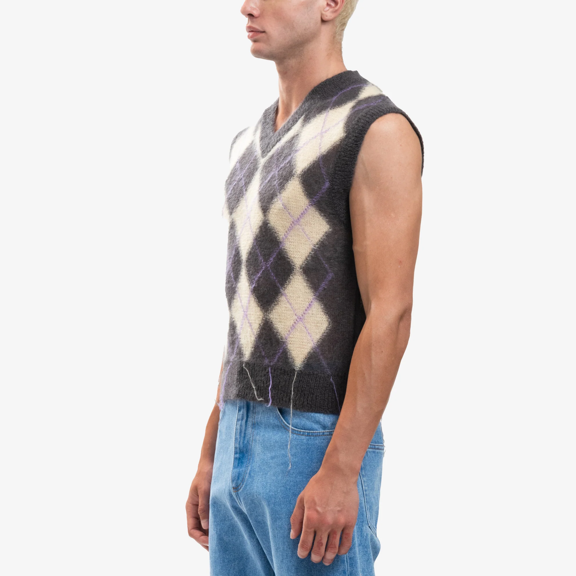 Argyle Light Mohair Sweater Vest - Image 3