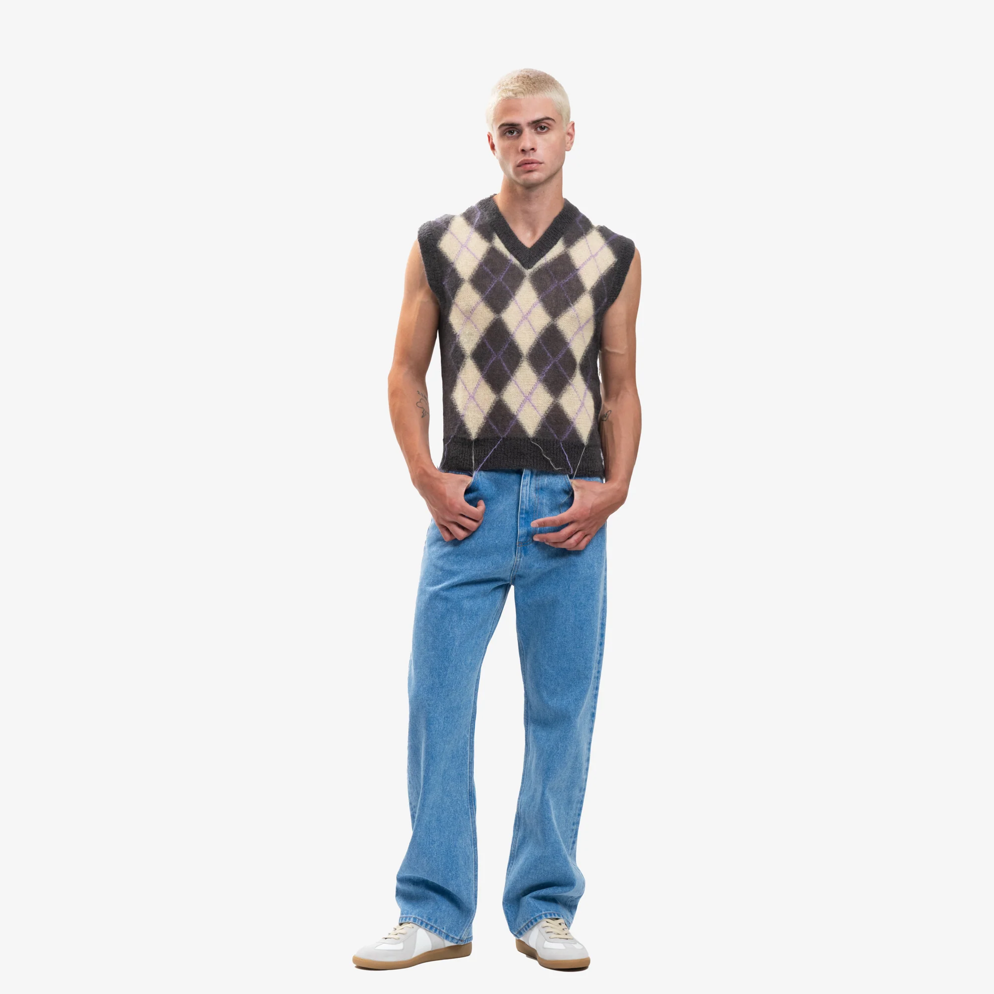 Argyle Light Mohair Sweater Vest - Image 5