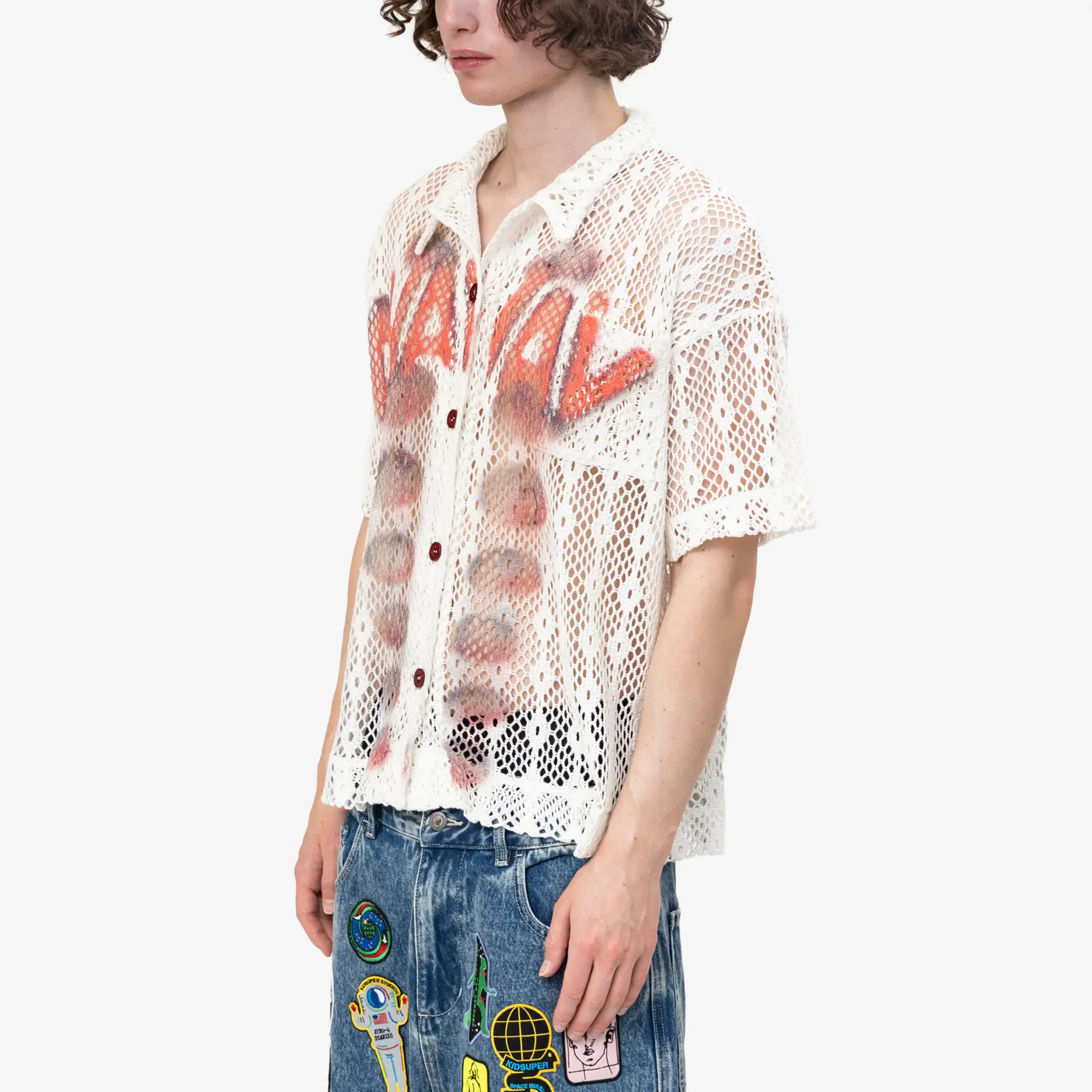 Salvatore SS Printed Crochet Shirt - Image 3