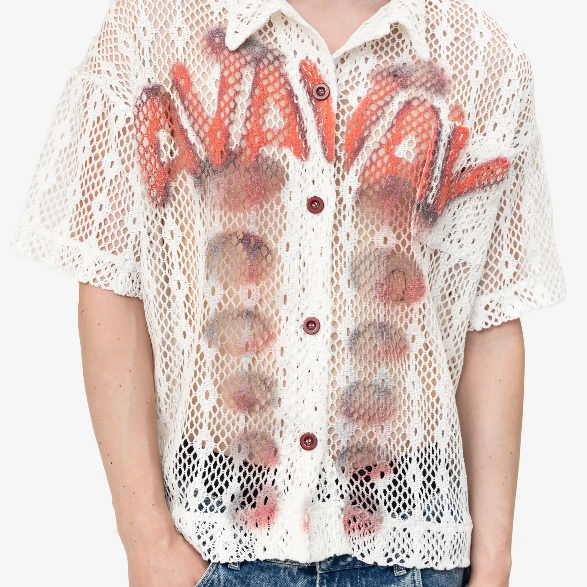 Salvatore SS Printed Crochet Shirt - Image 5