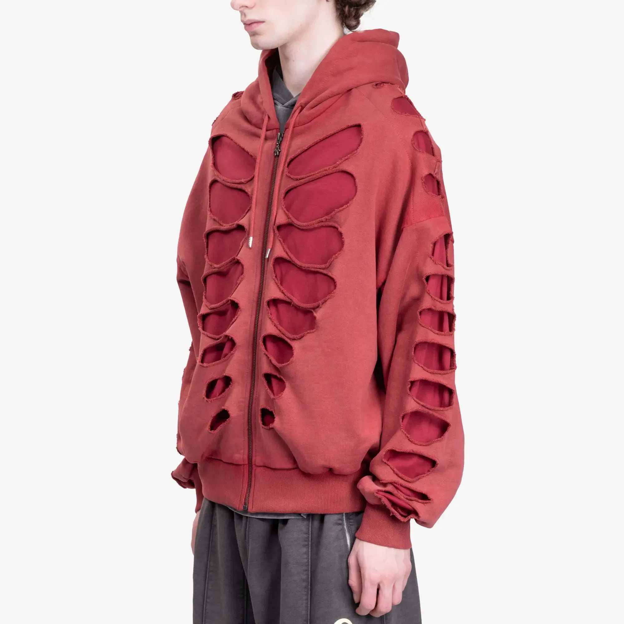Shoulderless Cut Out Zip Hoody - Image 3