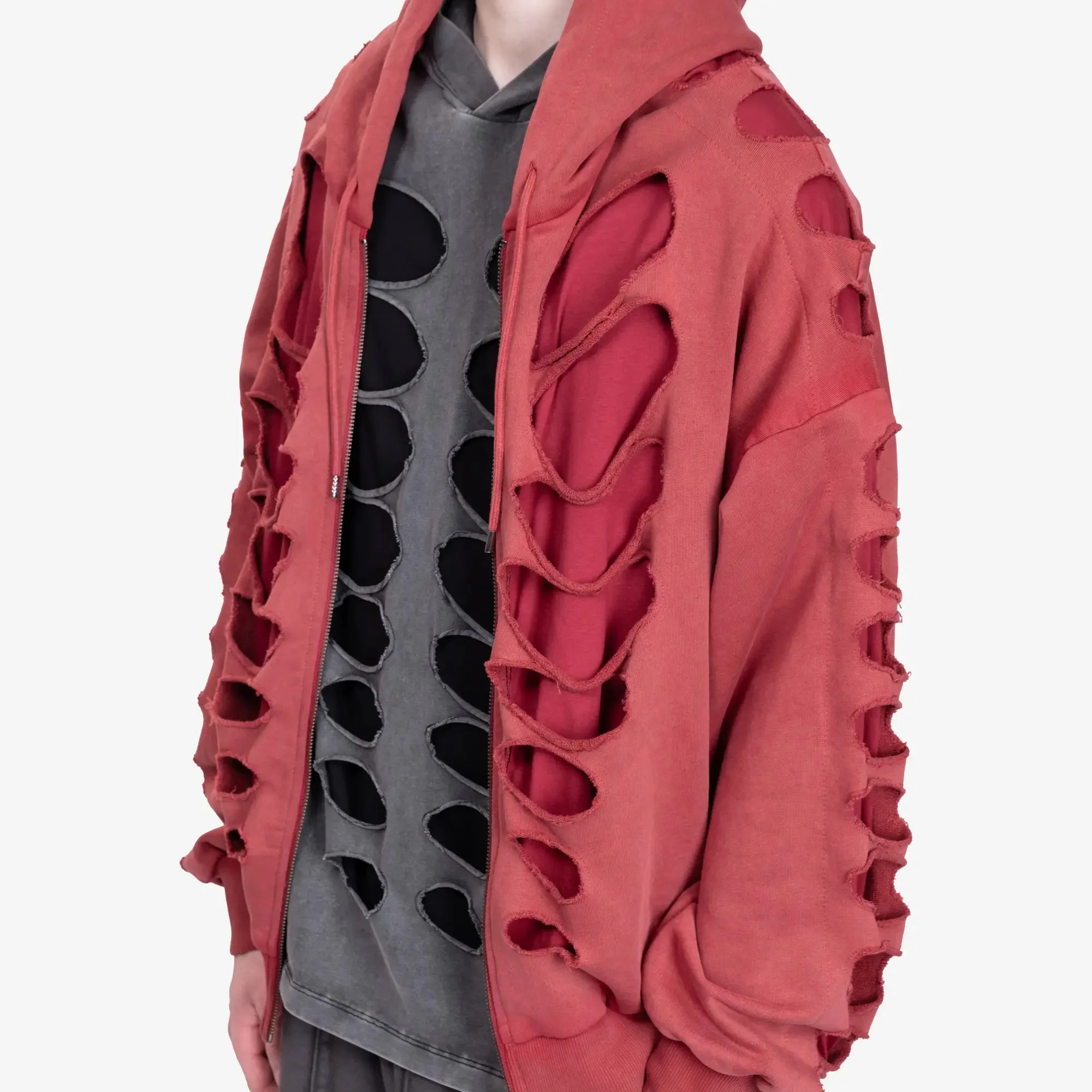 Shoulderless Cut Out Zip Hoody - Image 5