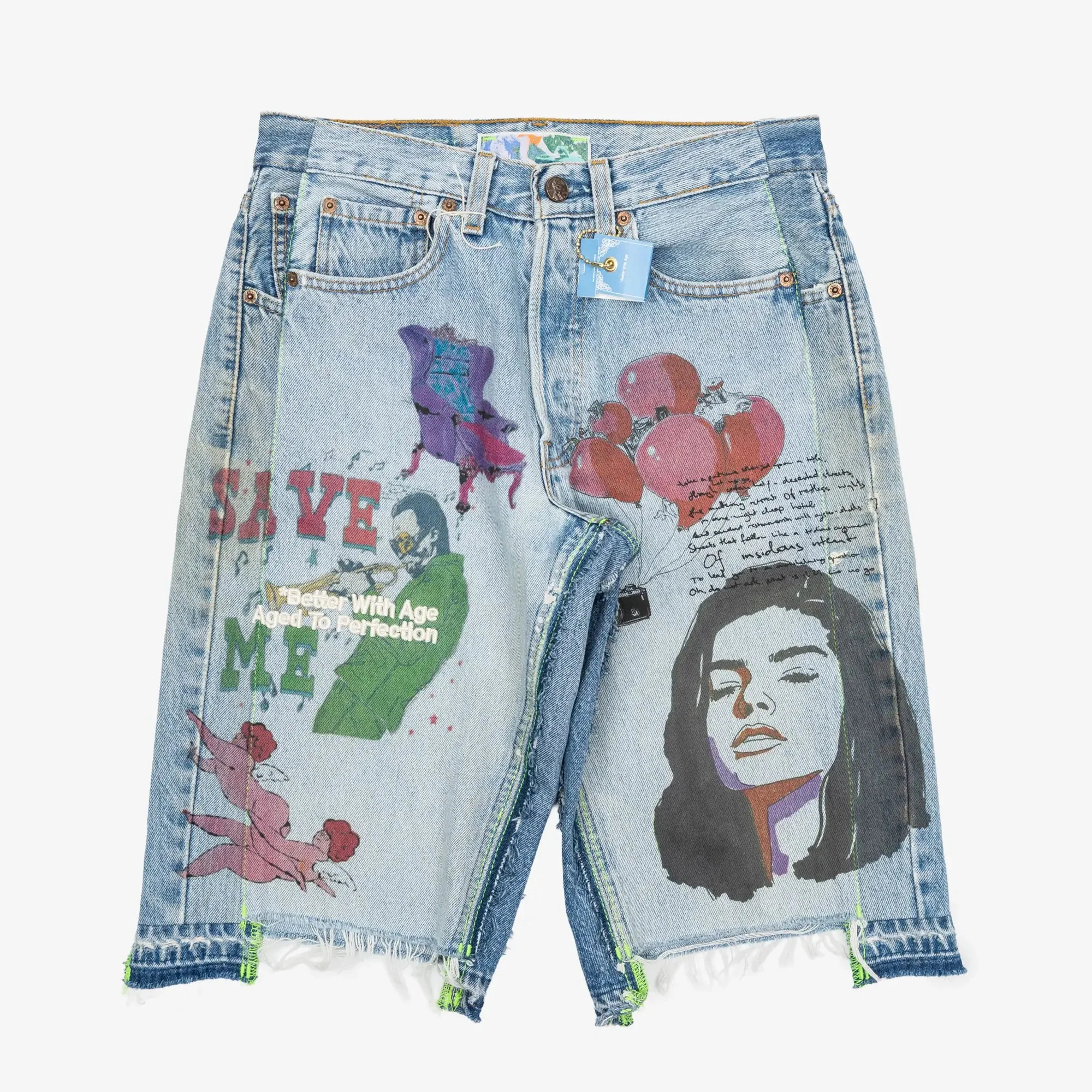 Harrison Triple-Wide Denim Shorts - Image 2