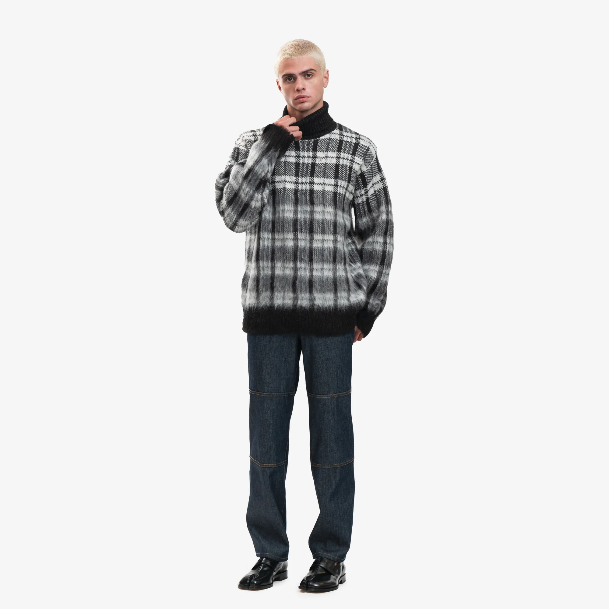 Black Check Mohair Sweater - Image 2