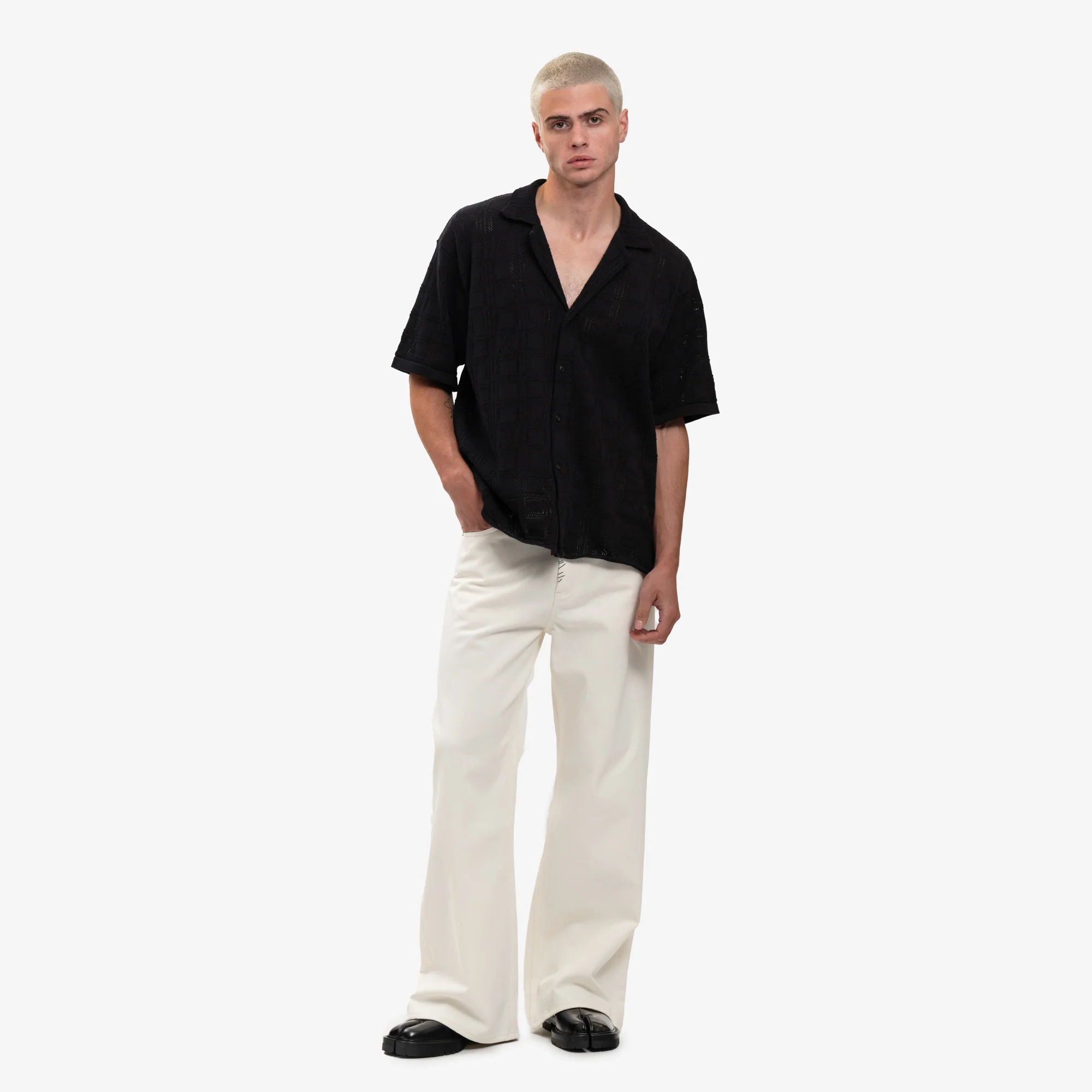 Black Lace Knit Shirt - Image 2