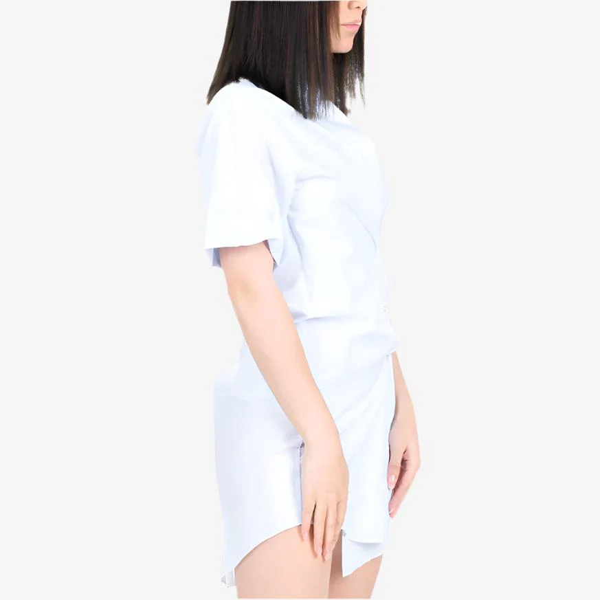 Womens Blue Stripe Draped Shirt Dress - Image 3