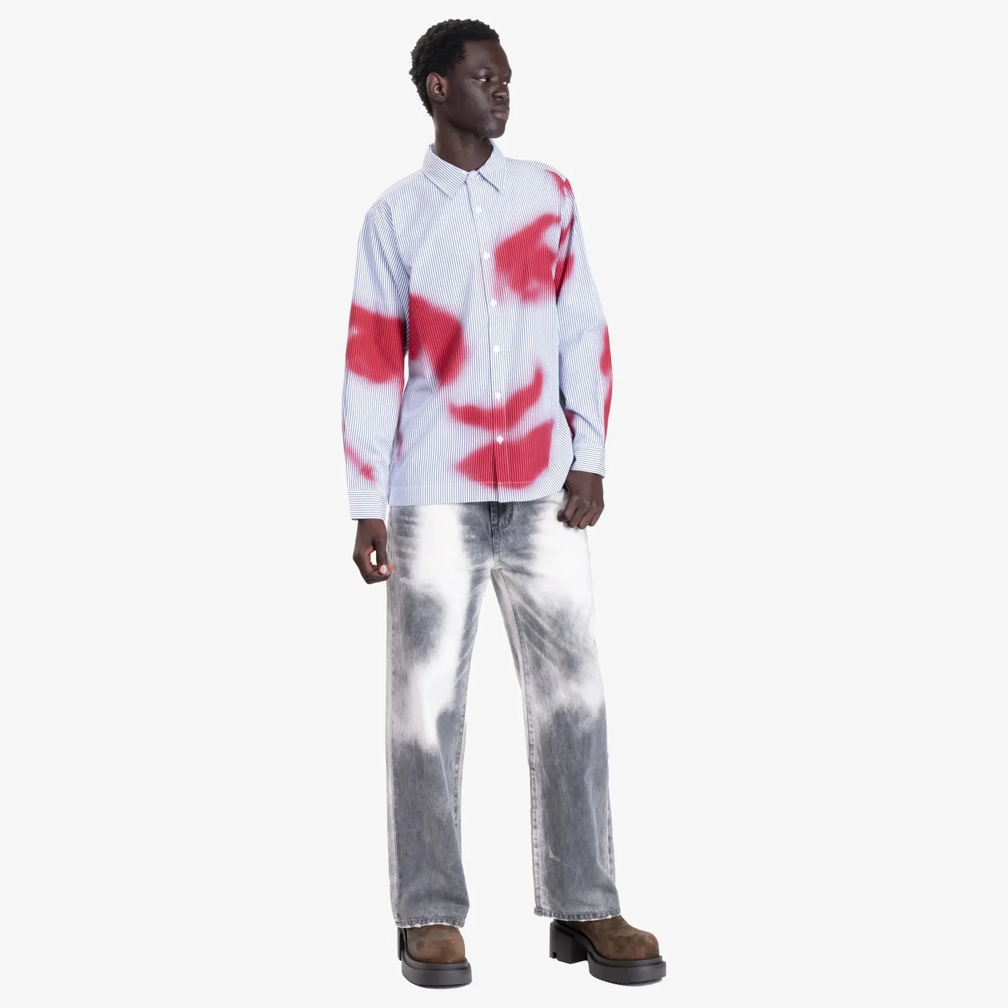 Blurry Face Airbrush Stripe Shirt - Image 2