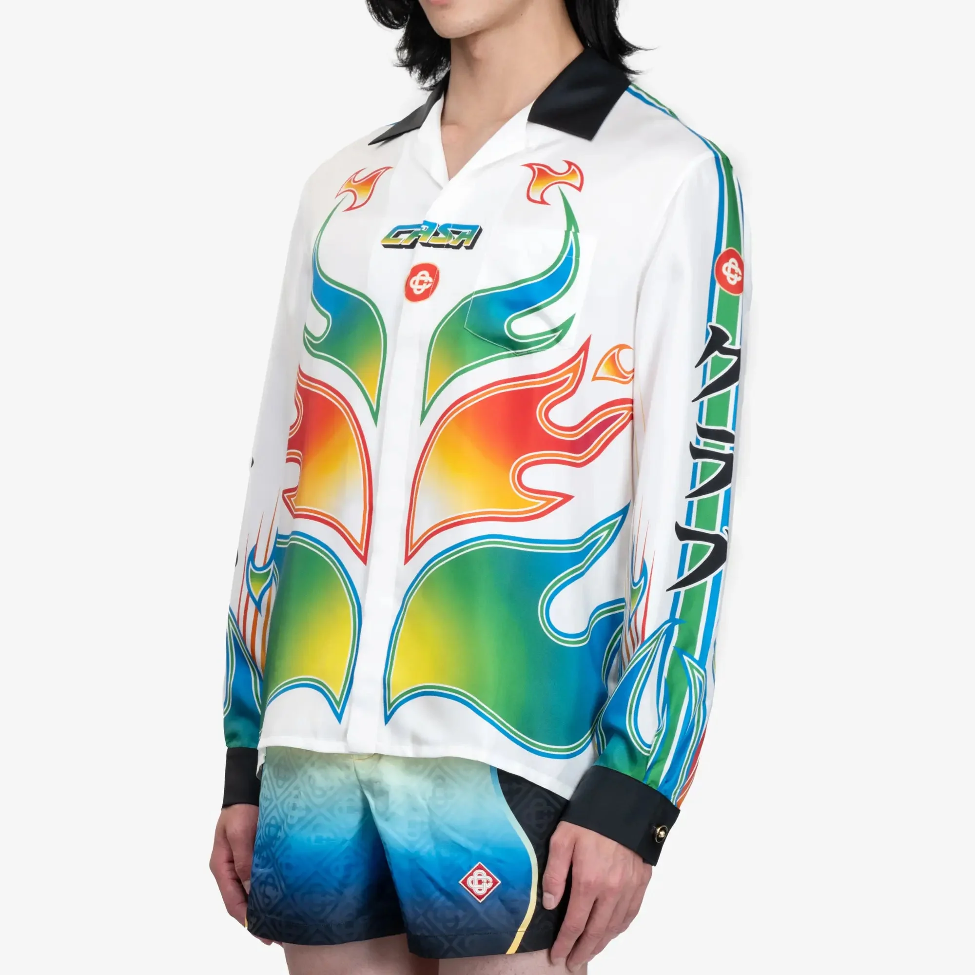 Flame Laurel Cuban Collar LS Shirt - Image 3