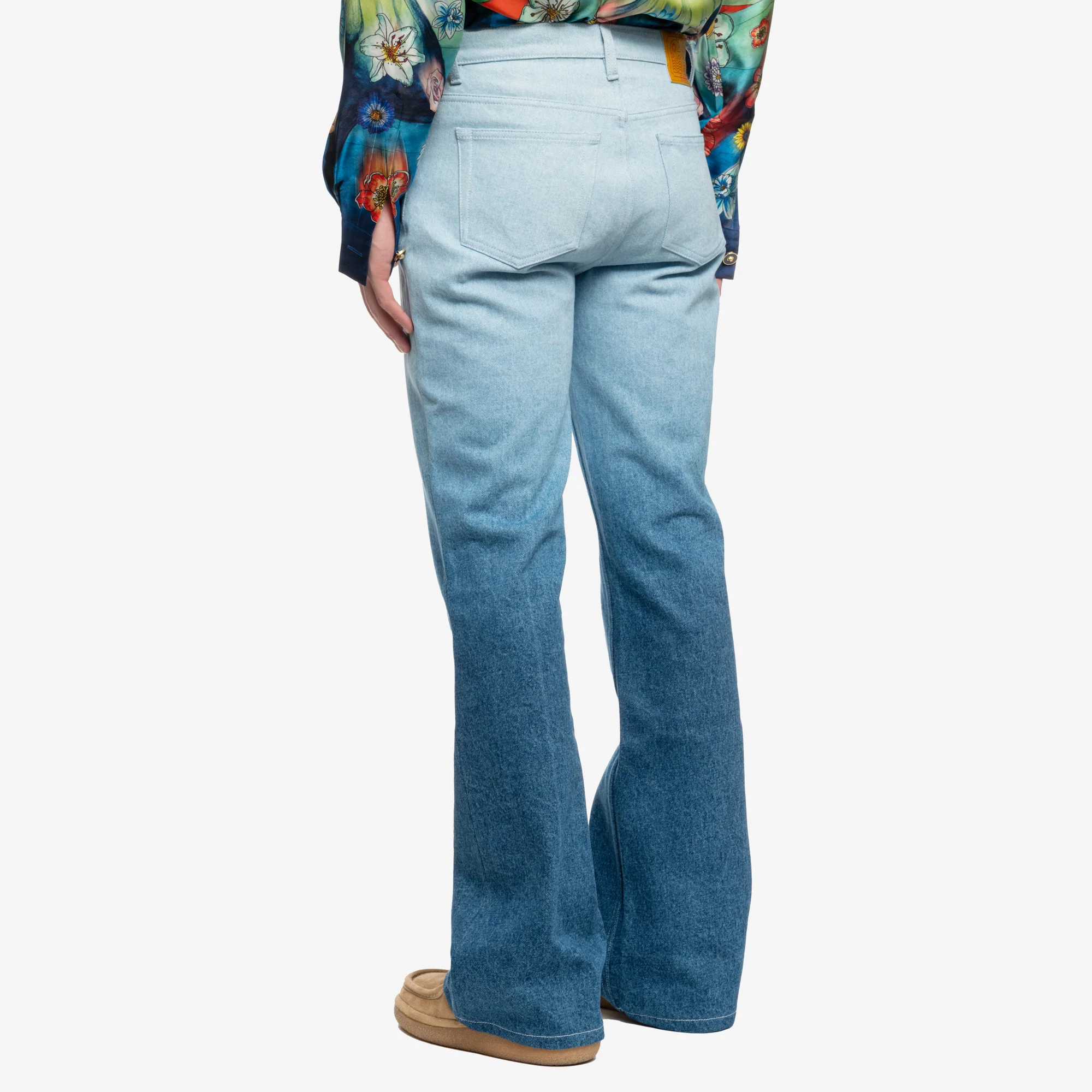 Floral Embroidery Gradient Jeans - Image 4