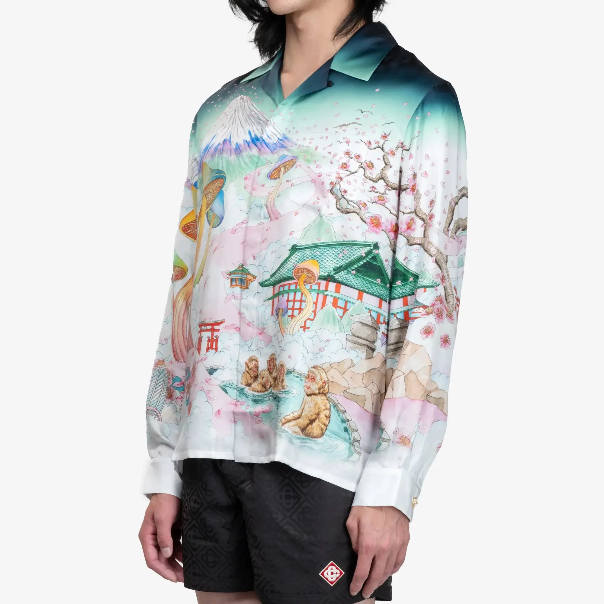 Flowers Cuban Collar LS Shirt - Image 3