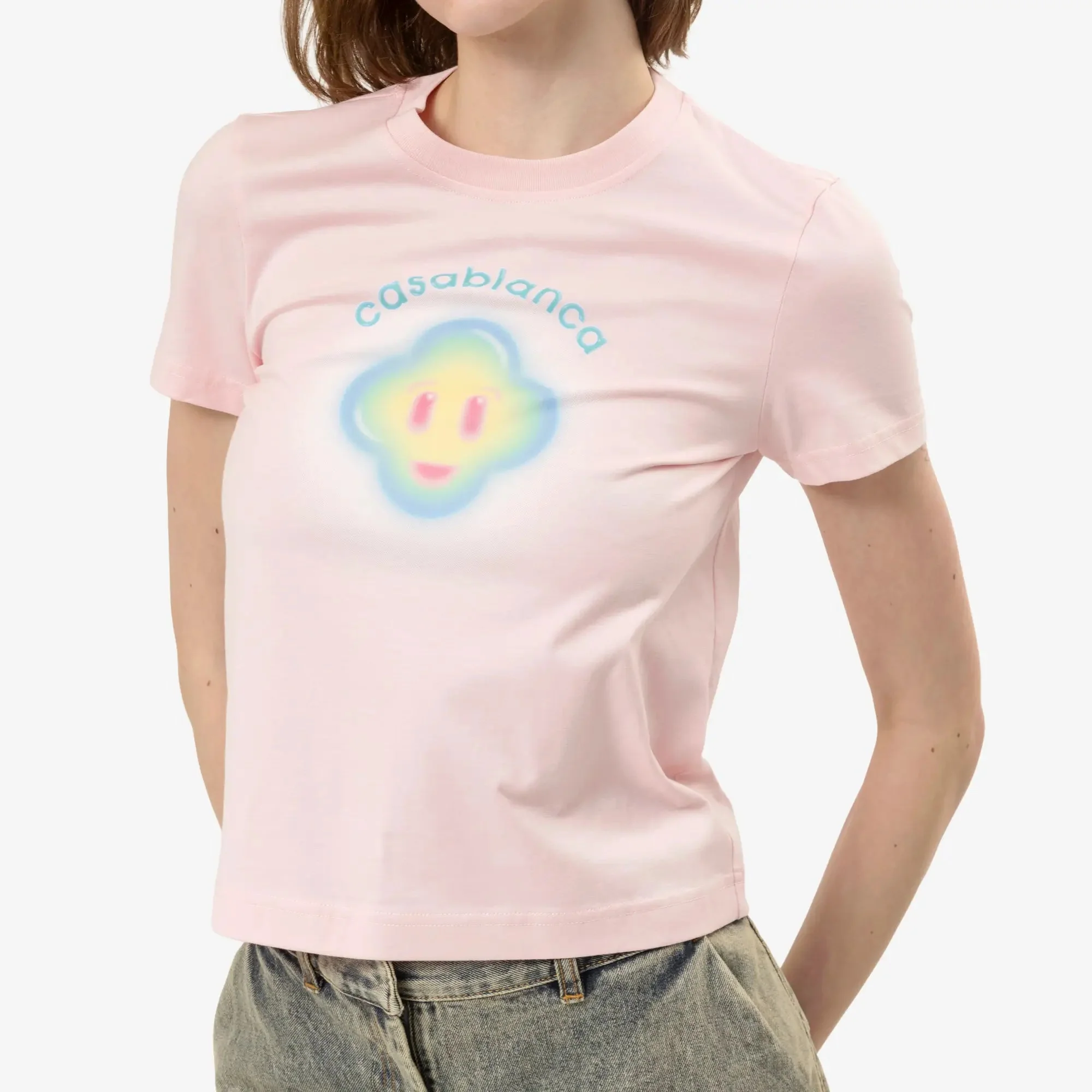 Womens Airbrush Smiley Fitted T-Shirt - Image 5