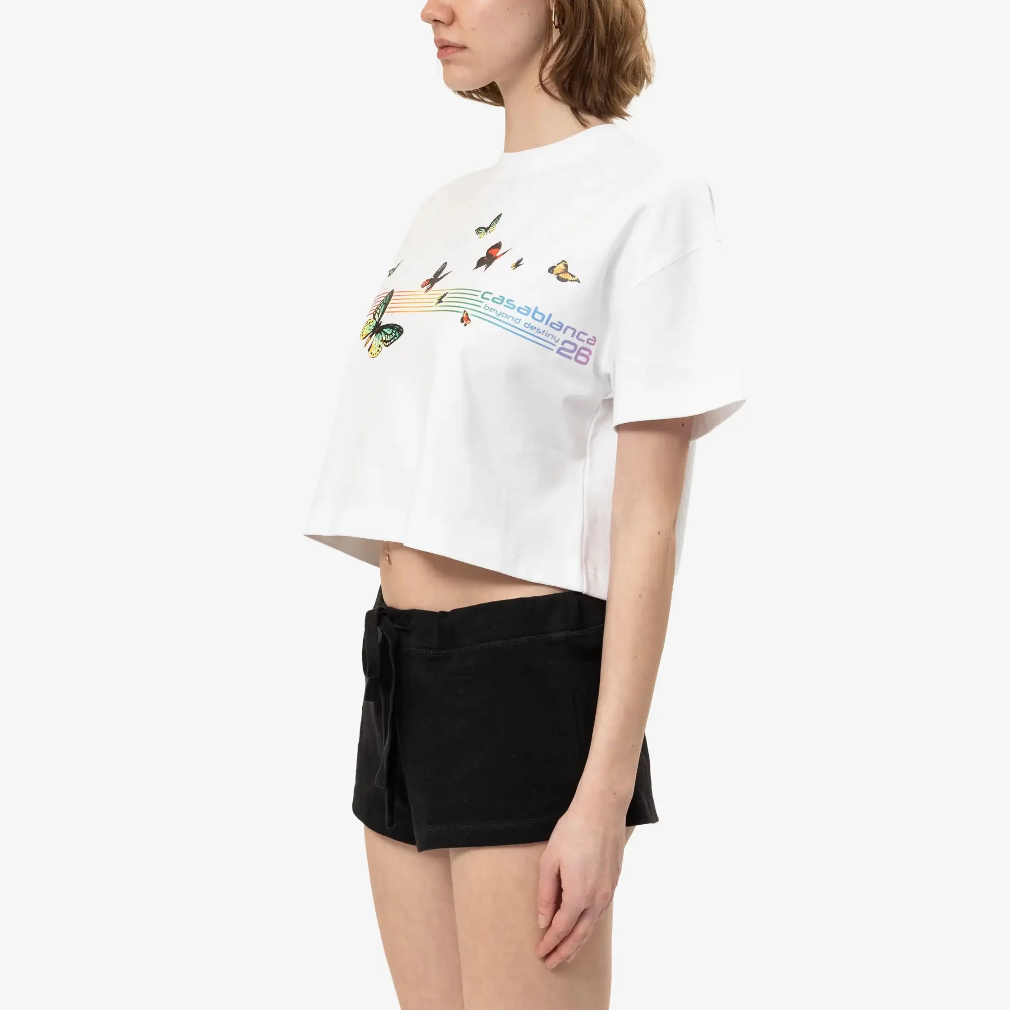 Womens Butterfly Boxy Cropped T-Shirt - Image 3