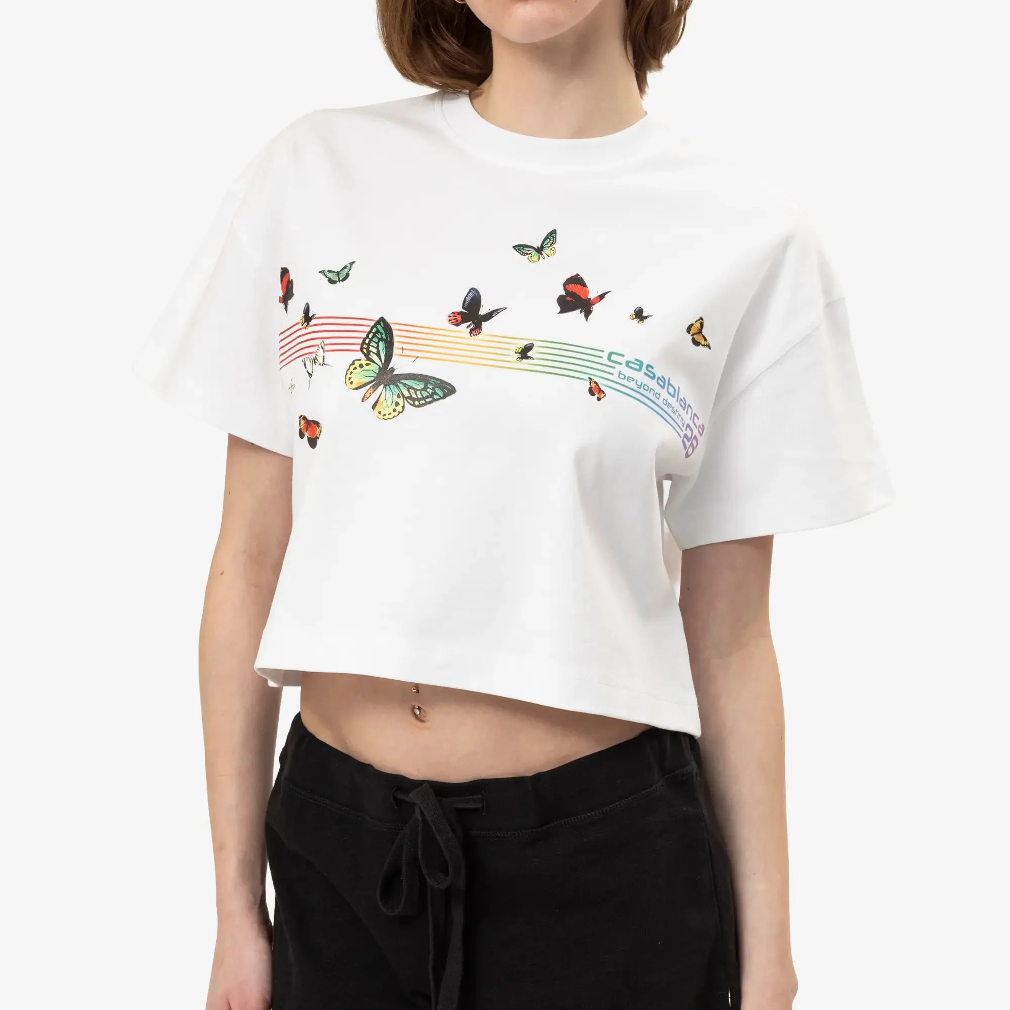 Womens Butterfly Boxy Cropped T-Shirt - Image 5