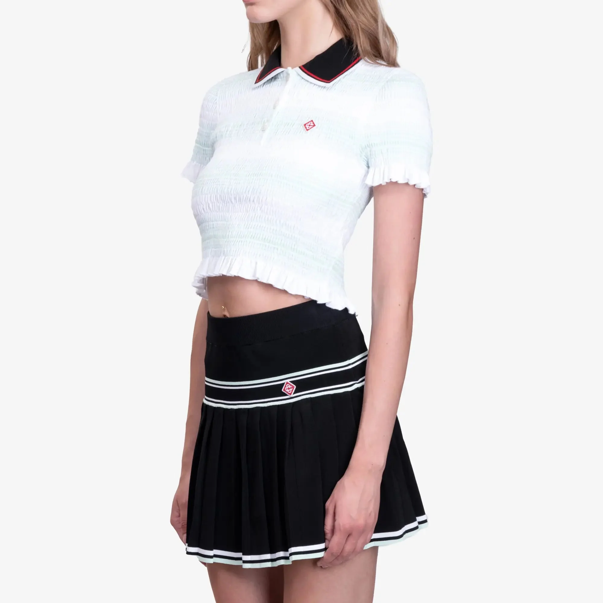 Womens Stripe Shirred Polo - Image 3