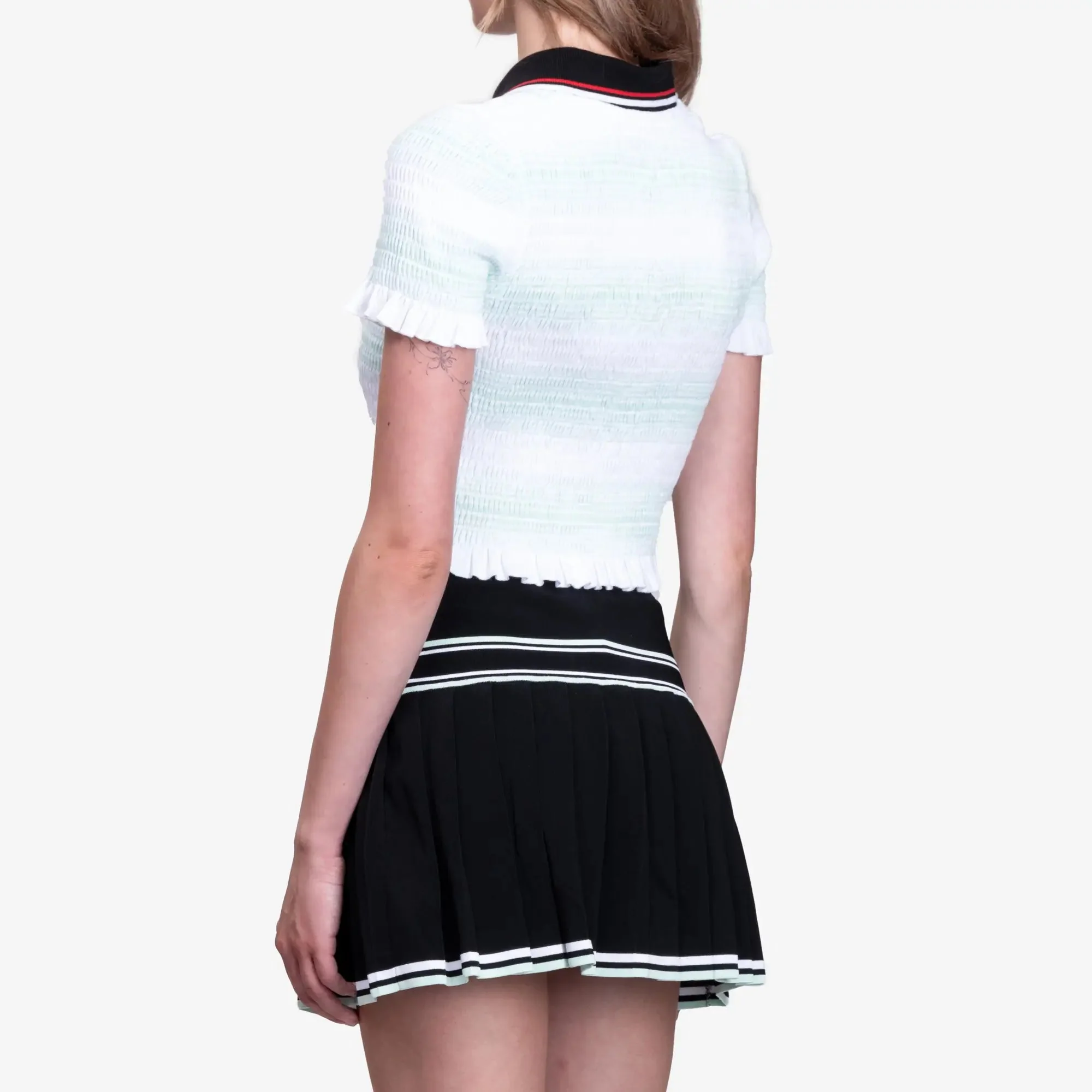 Womens Stripe Shirred Polo - Image 4