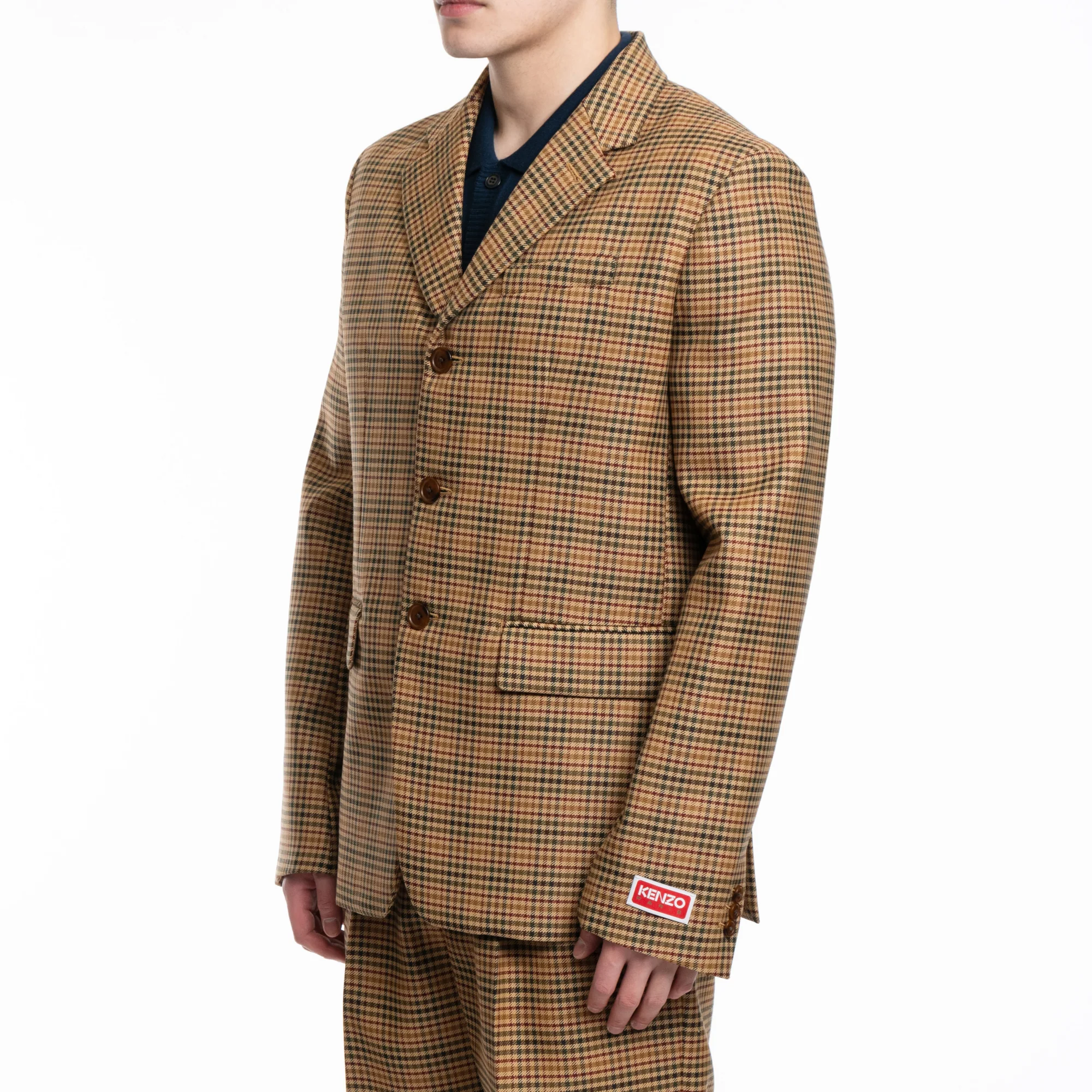 Checked 3 Button Slim Jacket - Image 4
