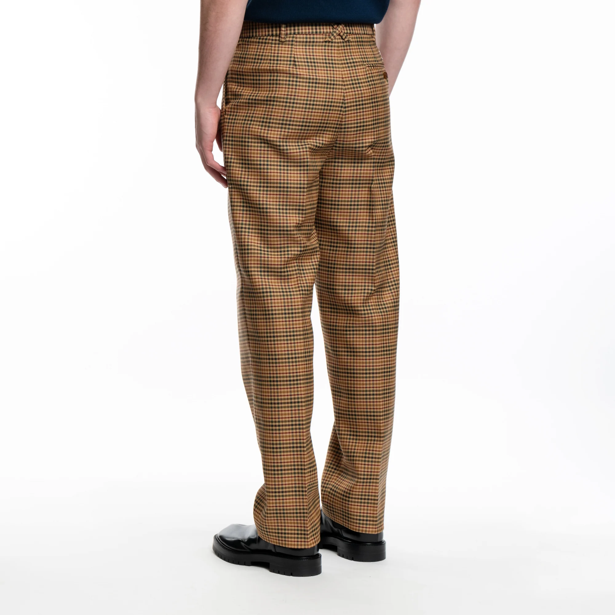 Checked Pleated Tailored Pants - Image 4