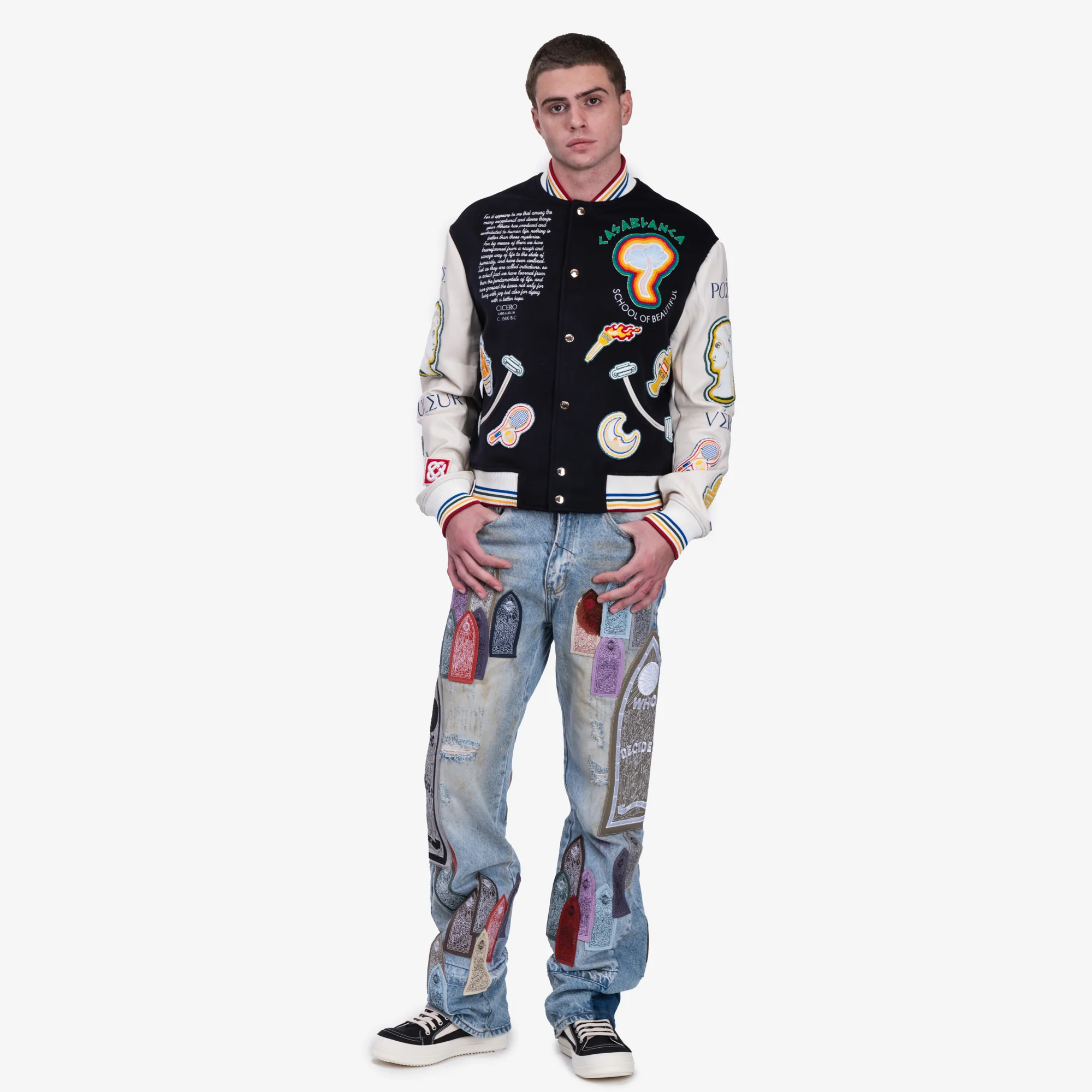 Chenille Patchwork Bomber Jacket - Image 2