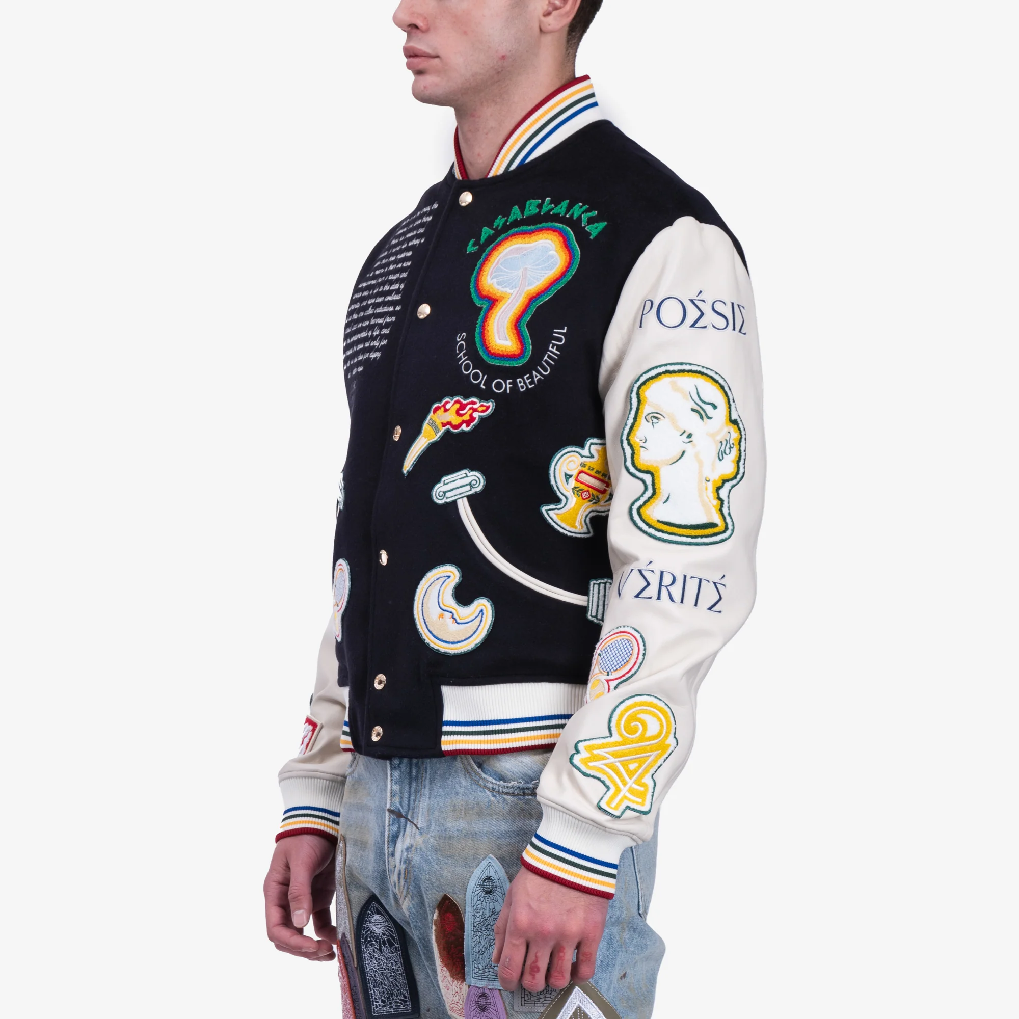 Chenille Patchwork Bomber Jacket - Image 3
