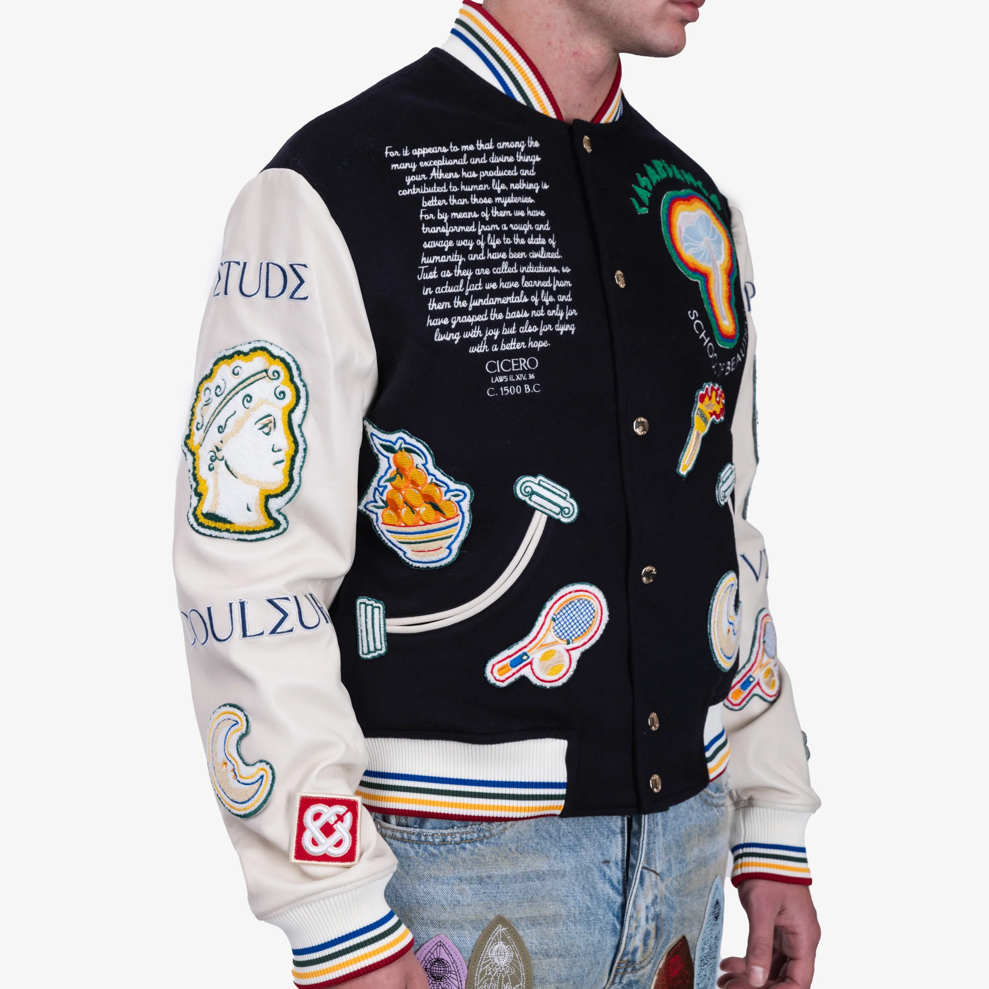 Chenille Patchwork Bomber Jacket - Image 5