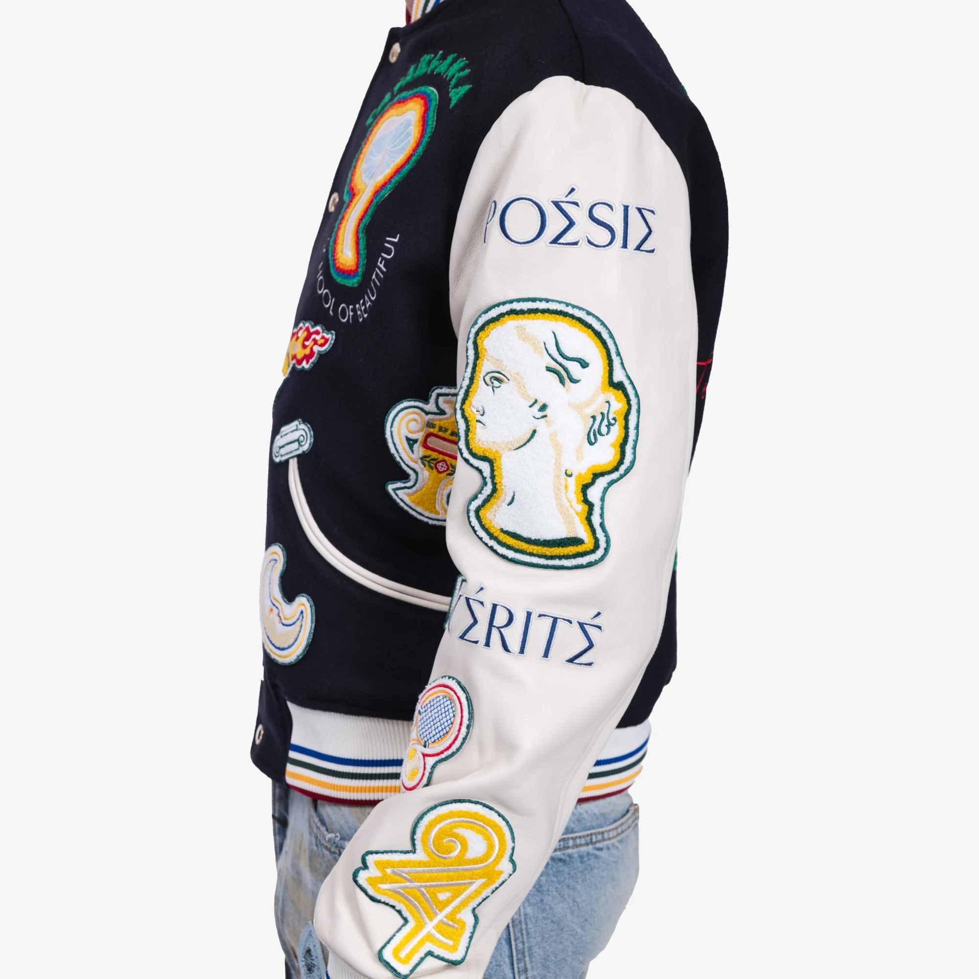 Chenille Patchwork Bomber Jacket - Image 6