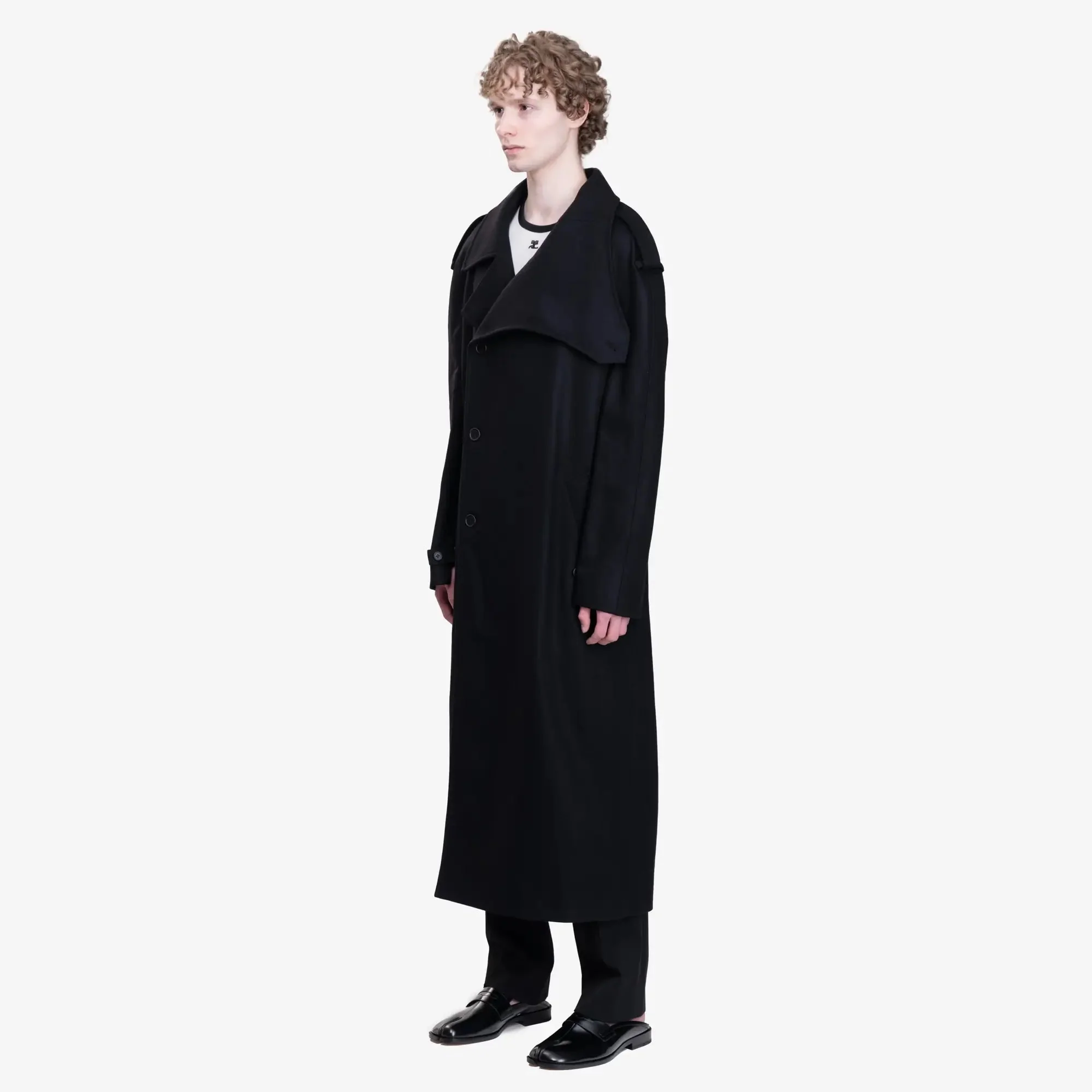 Oblique Wool Maxi Trench Coat - Image 3