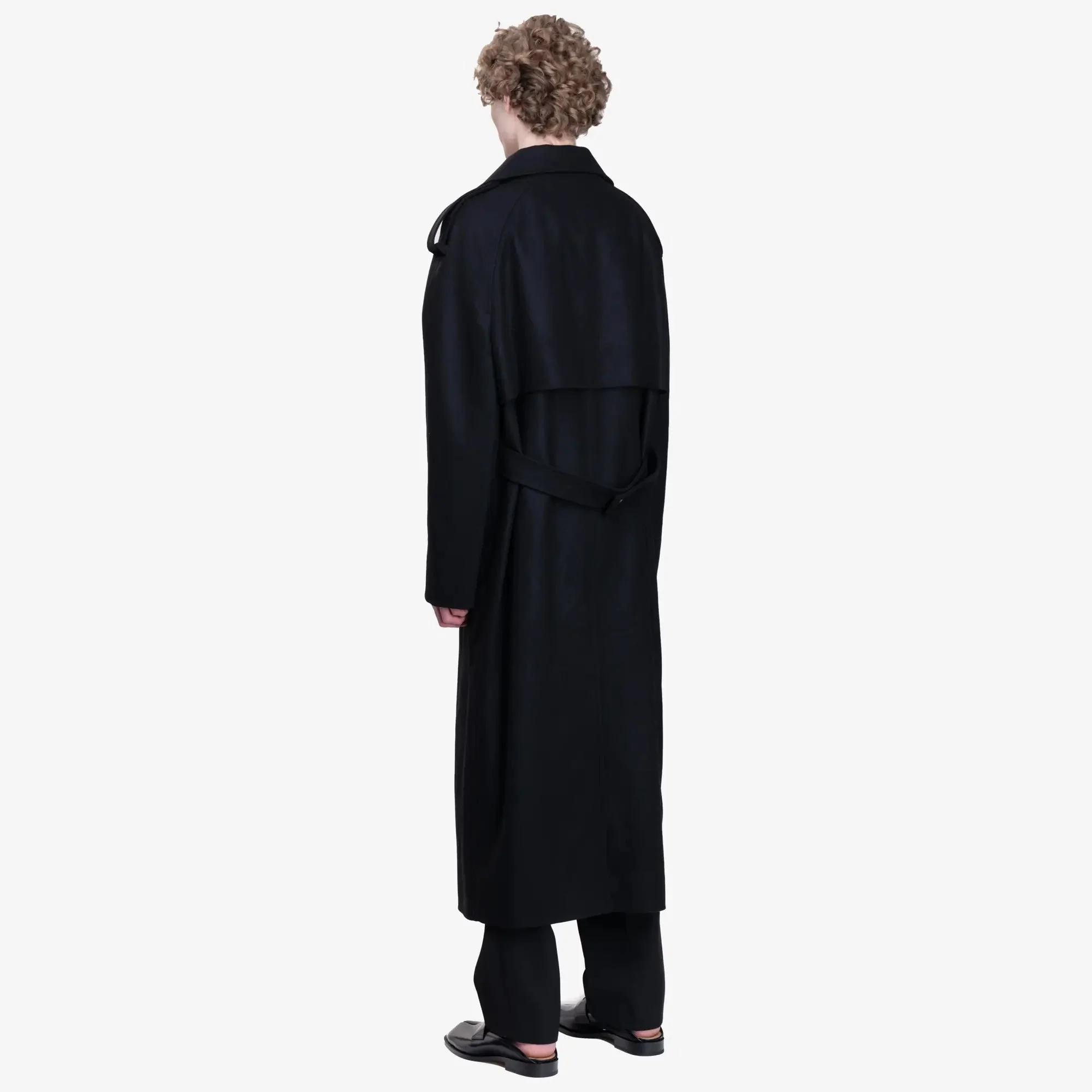 Oblique Wool Maxi Trench Coat - Image 4
