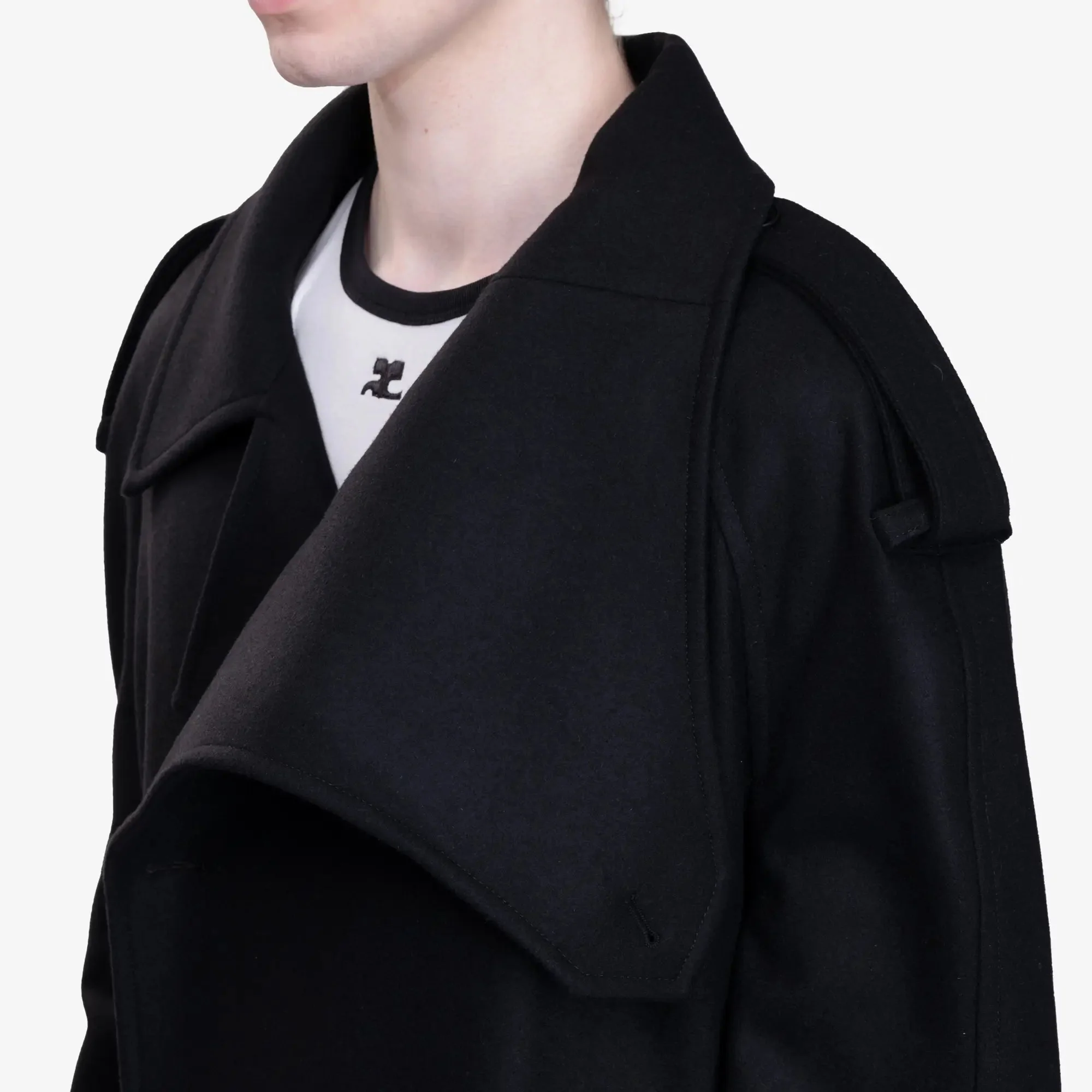 Oblique Wool Maxi Trench Coat - Image 7