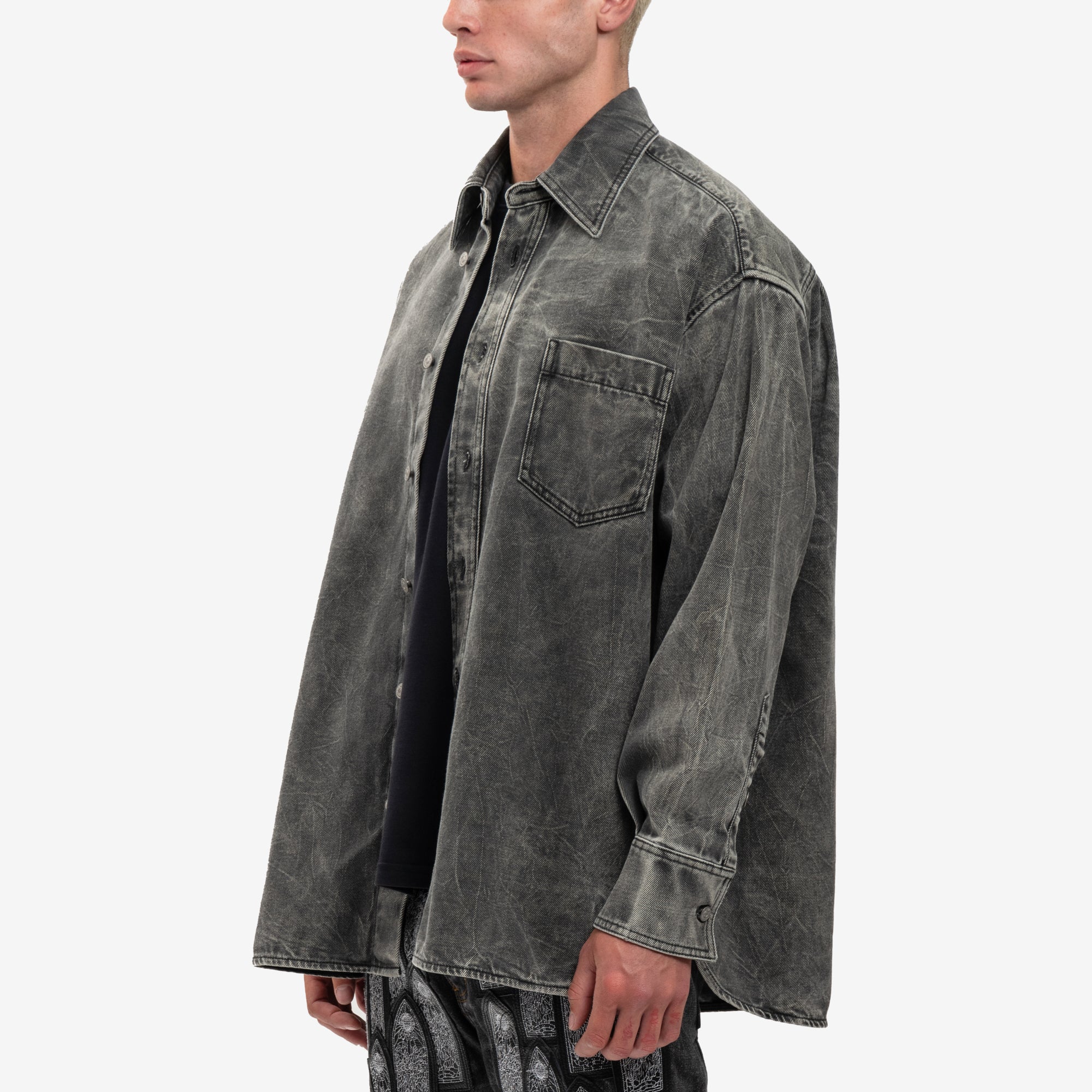 Crinkle Wash Denim Shirt - Image 3
