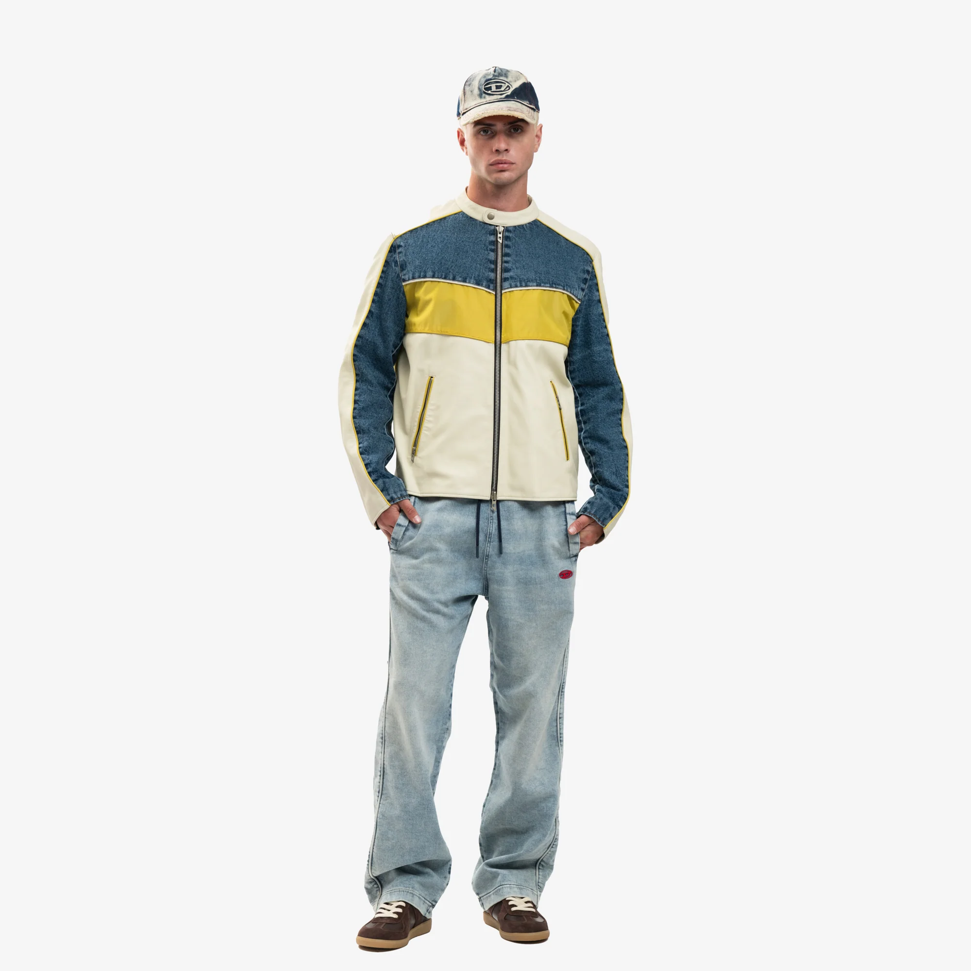 Denim Contrast Leather Jacket - Image 2