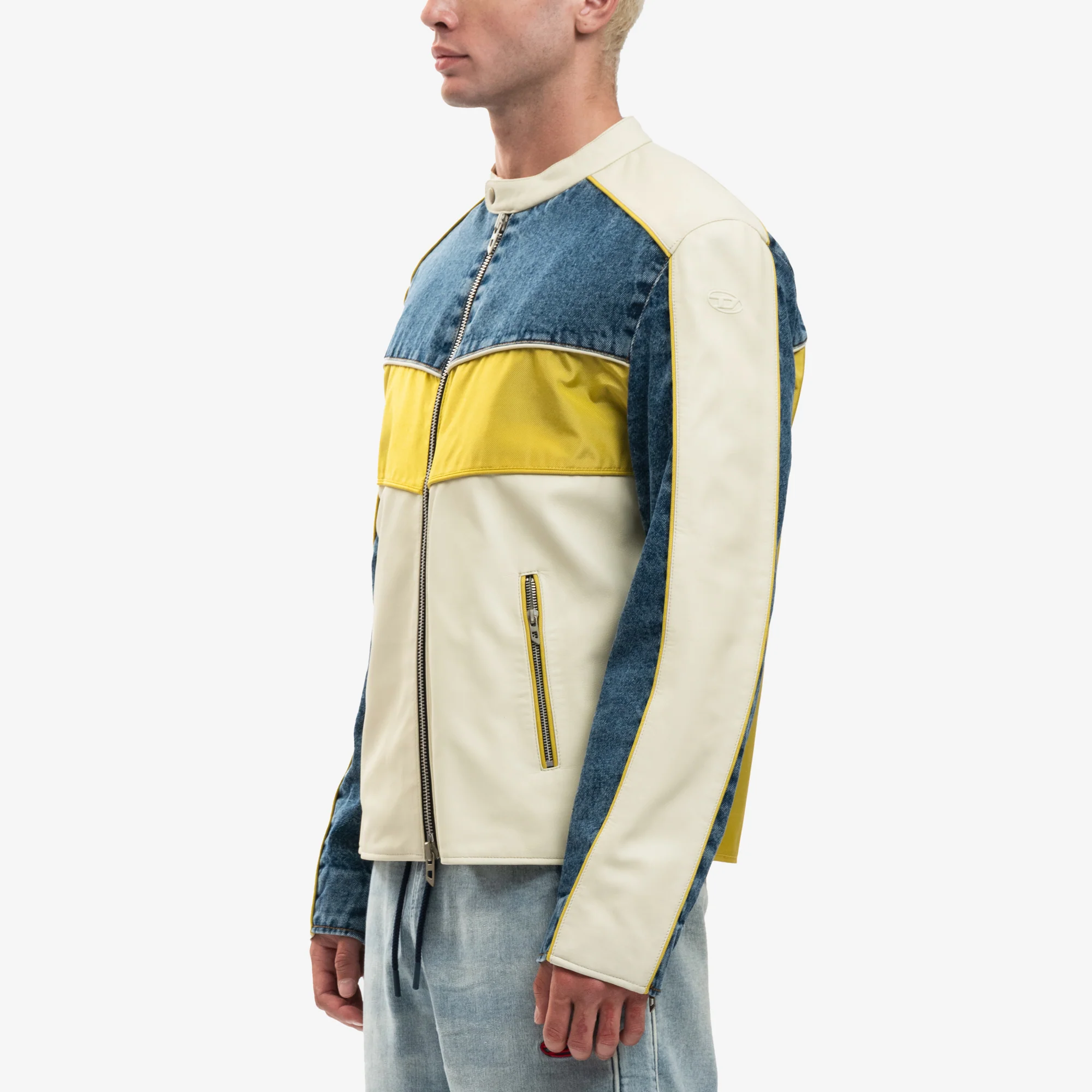 Denim Contrast Leather Jacket - Image 3
