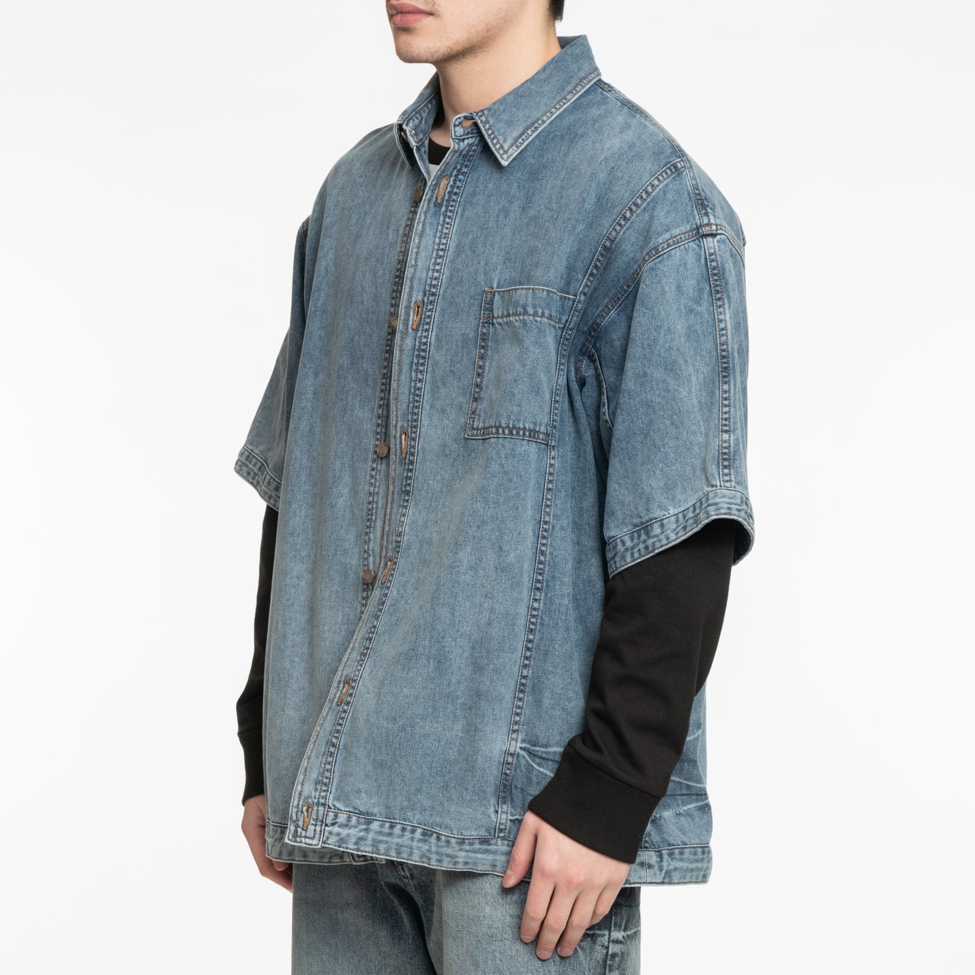 Denim SS Coach Shirt - Image 3