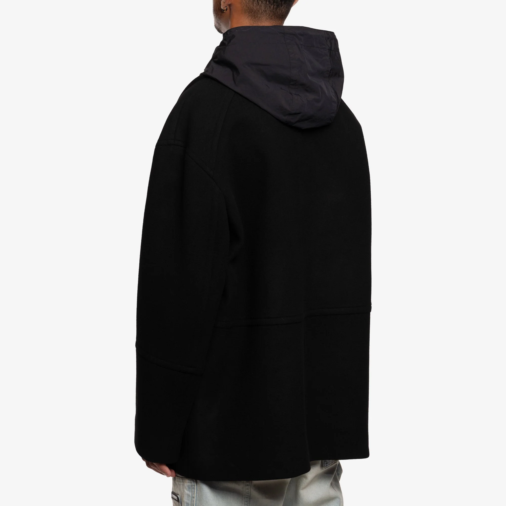 Detachable Hood Felt Wool Peacoat - Image 4