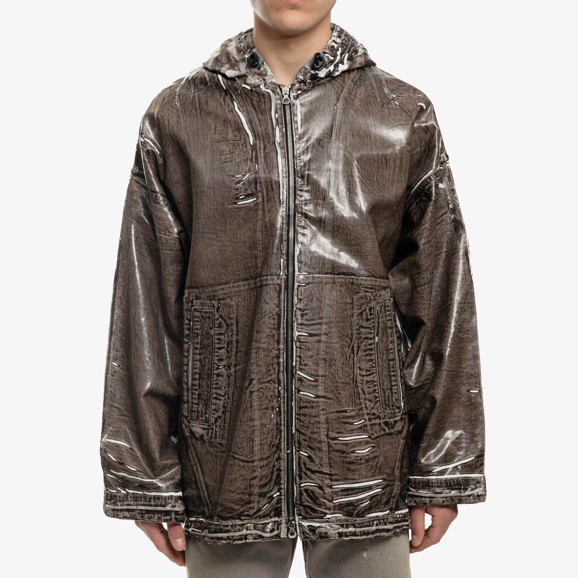Poly Denim Zip Up Hoody