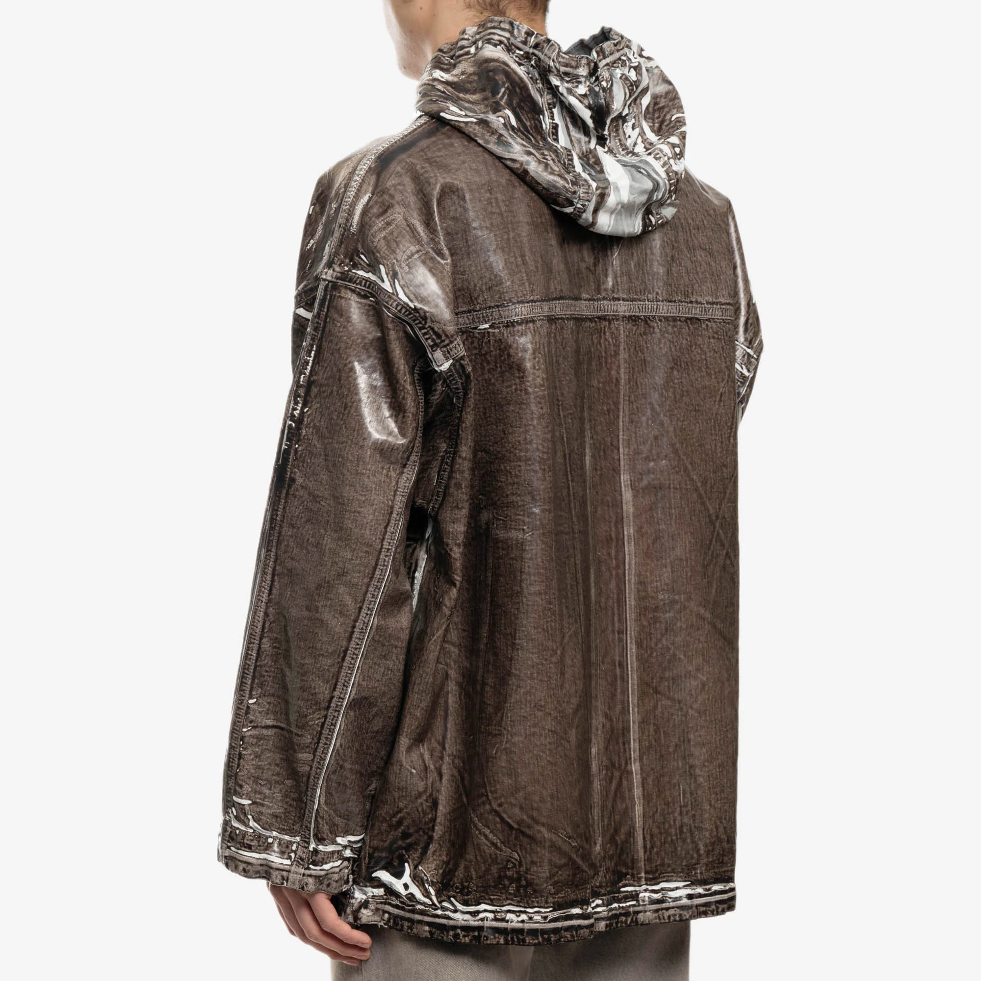 Poly Denim Zip Up Hoody - Image 4