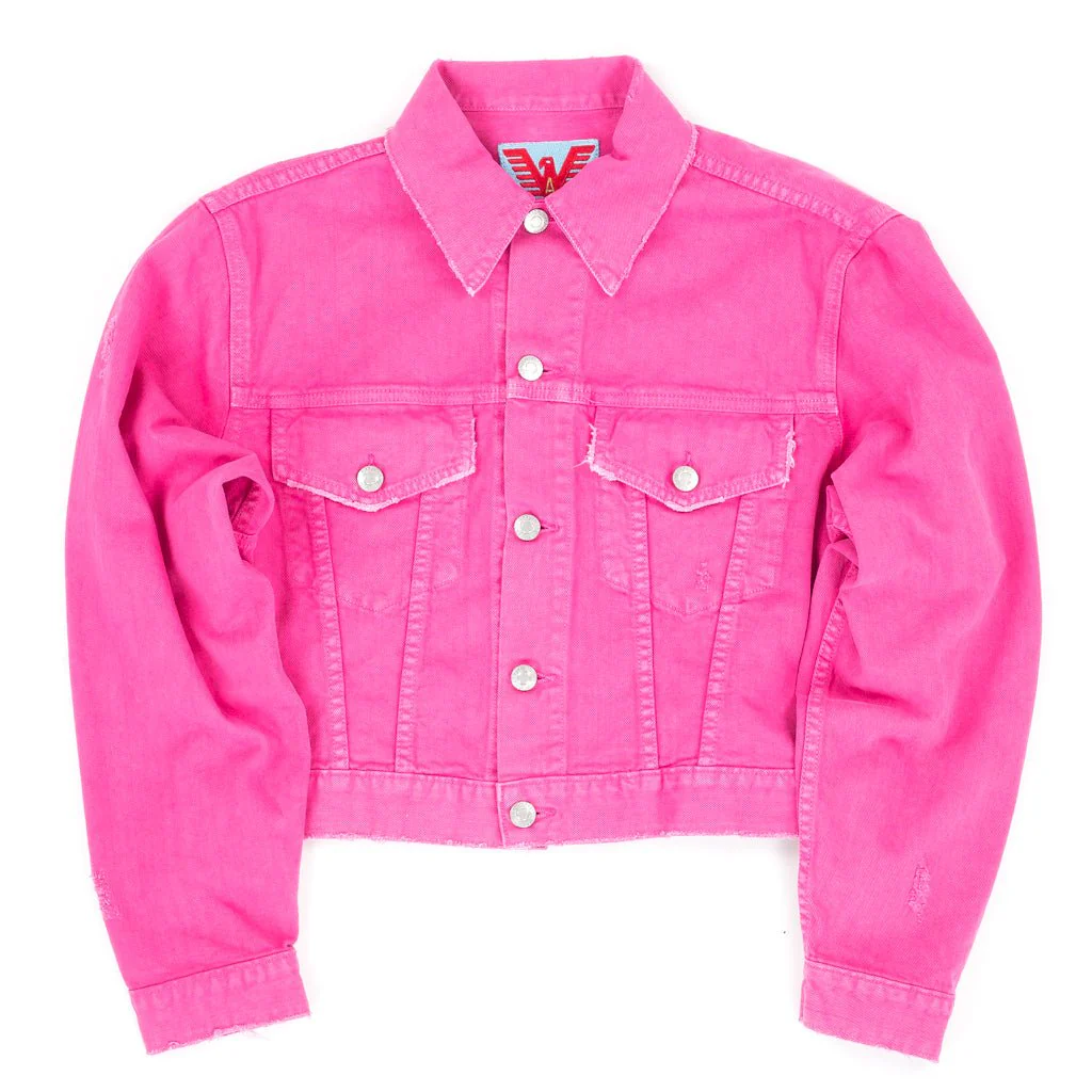 Womens Distressed Cropped Jean Jacket - Image 4