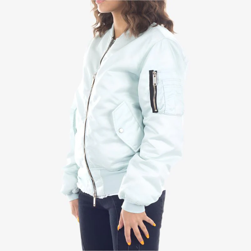 Womens Distressed Nylon Bomber - Image 3