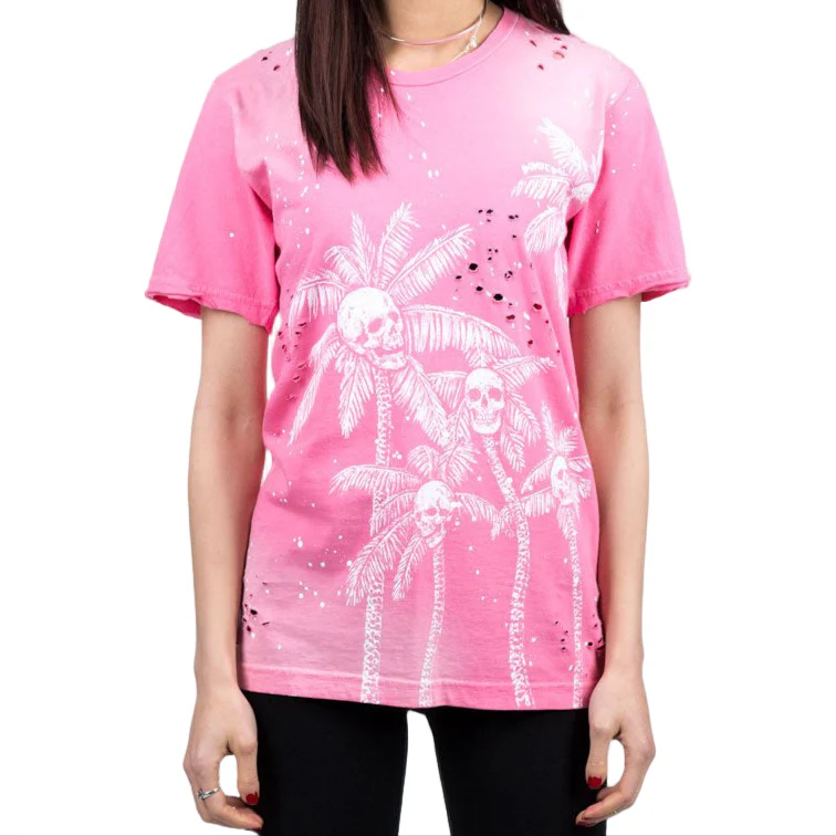 Skull Palms Paint Splatter T-Shirt - Image 2